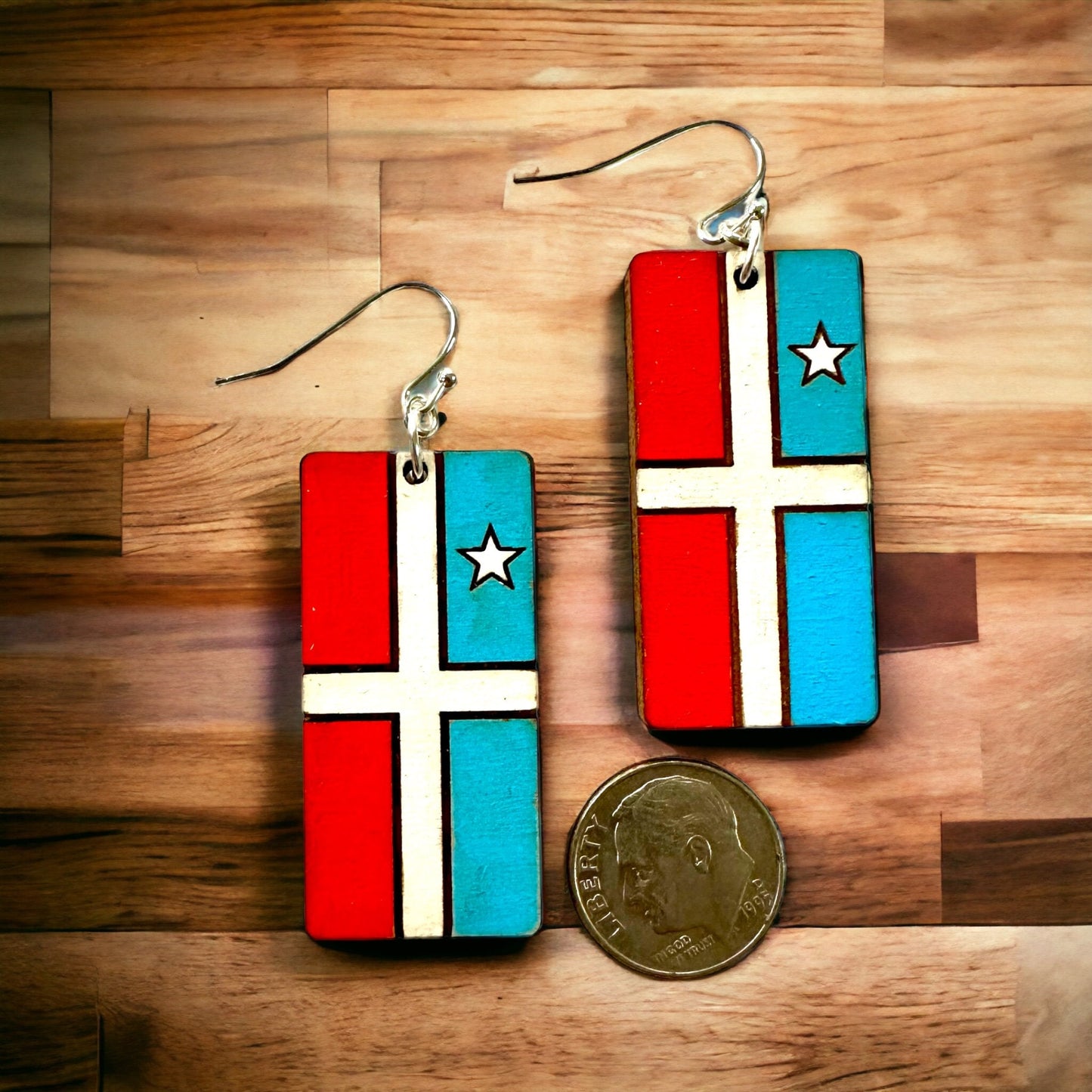 Handpainted Grito de Lares Flag Earrings: Boricua Art, Lightweight Statement