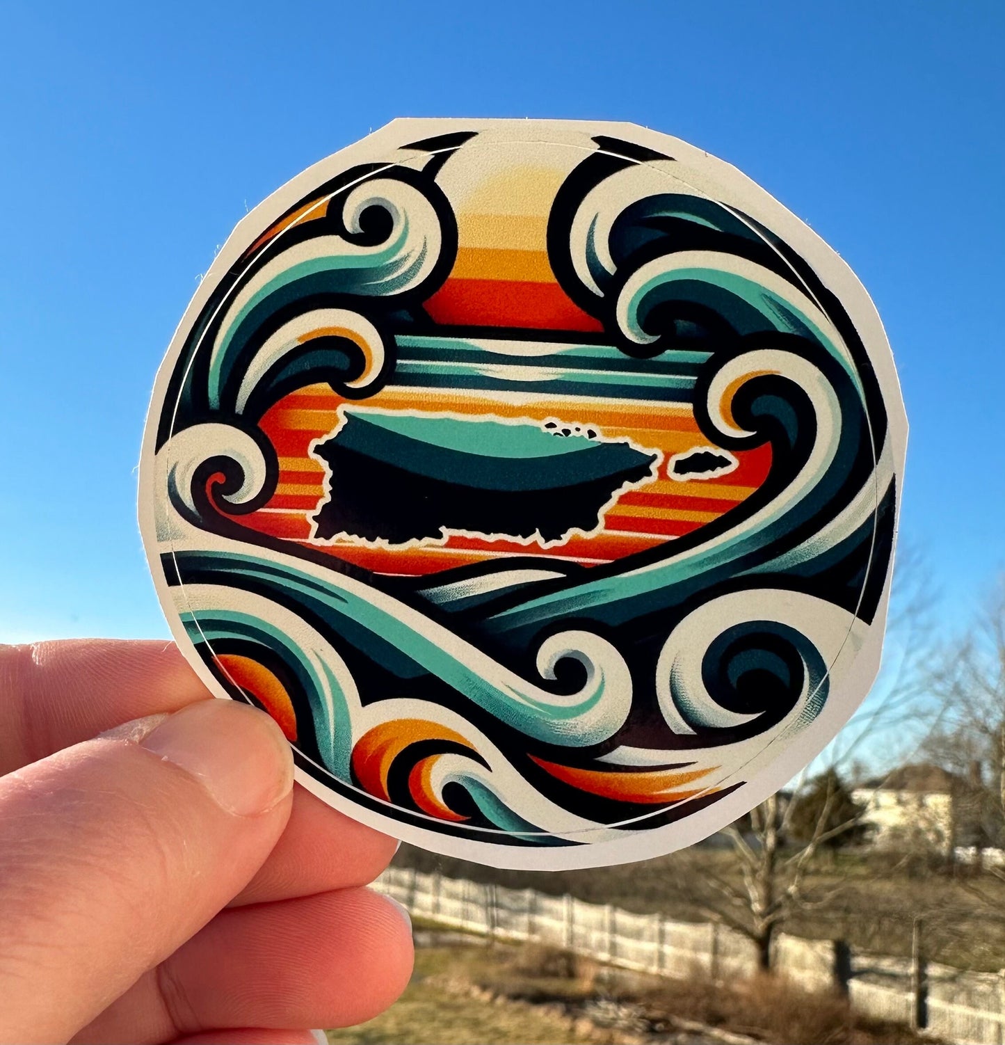 Puerto Rico Art Sticker: Tropical Beach Vinyl Decal