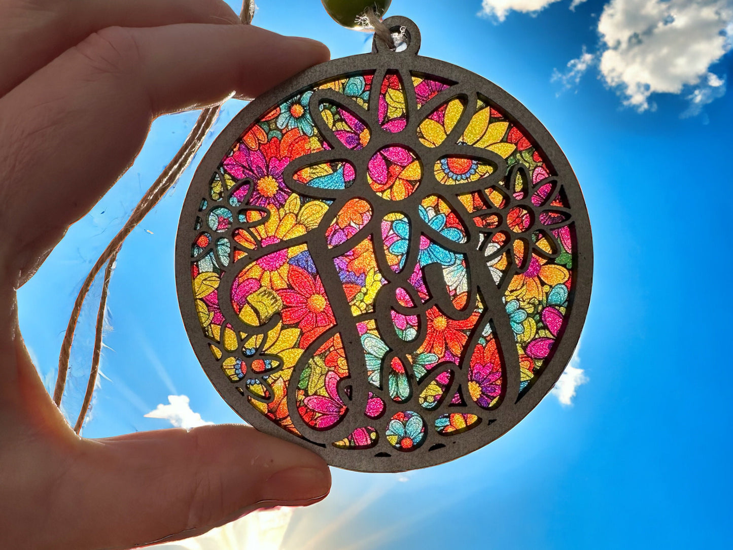 Ocean Blue Love Suncatcher: Silver Heart Car Charm
