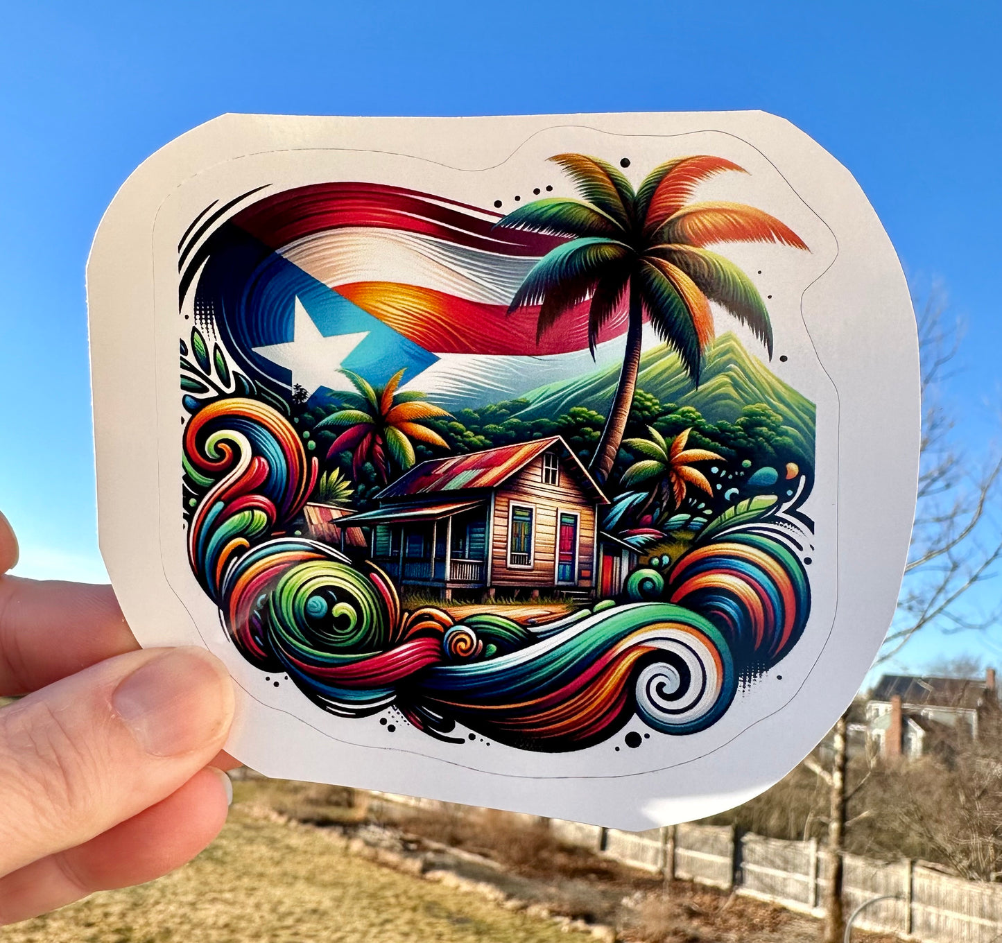 Puerto Rico Art Sticker: Tropical Beach Vinyl Decal