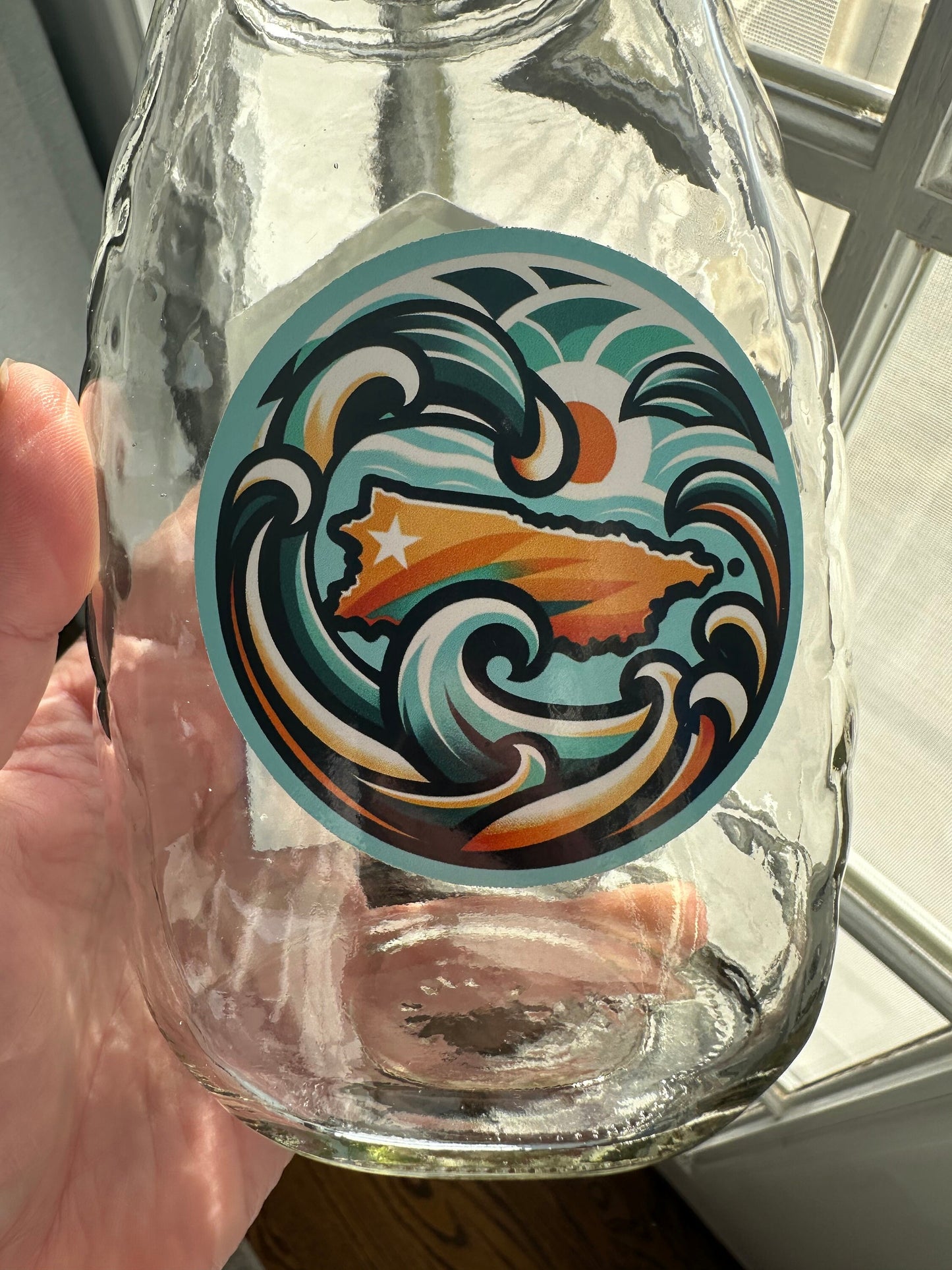 Puerto Rico Art Sticker: Tropical Beach Vinyl Decal