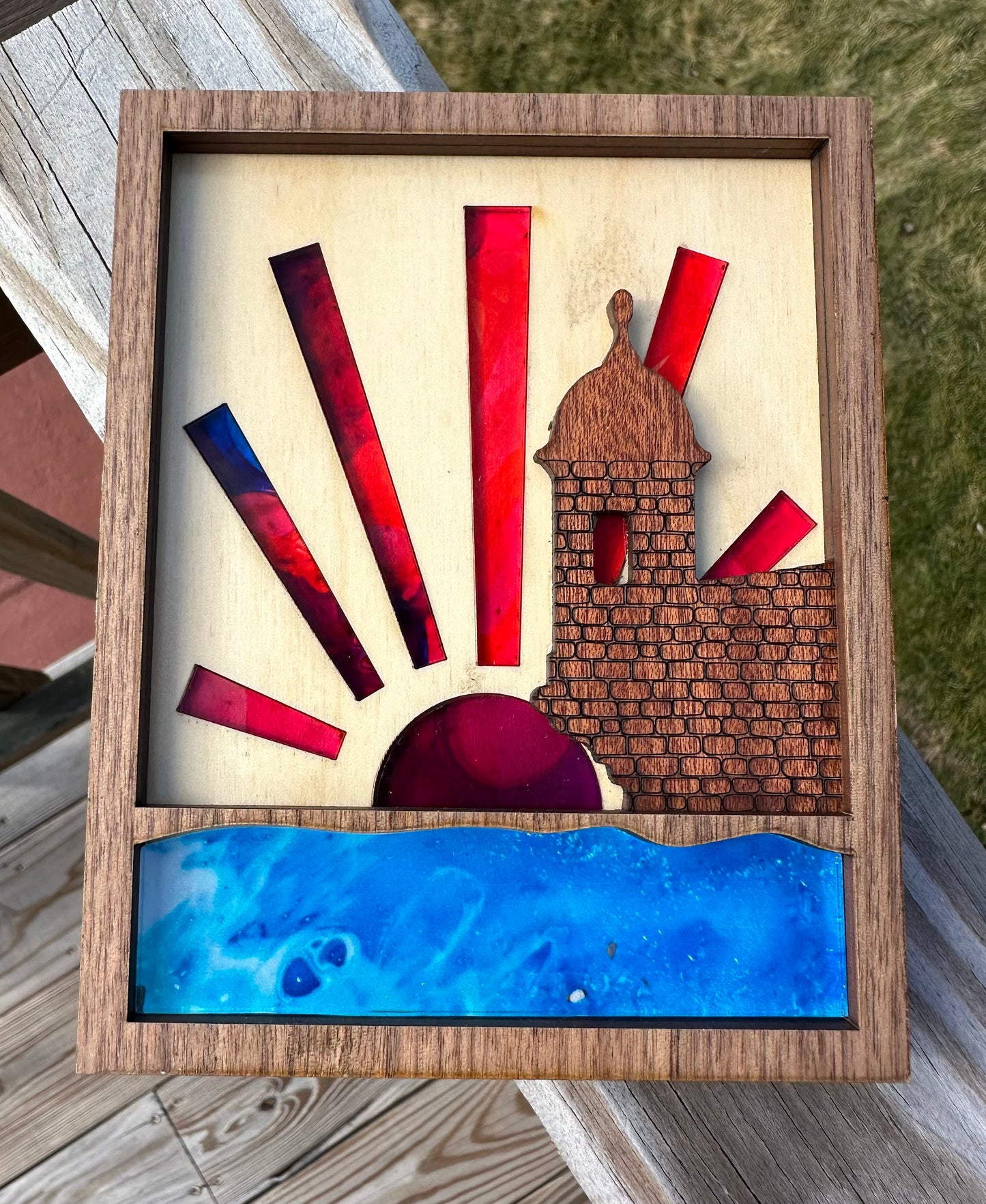El Morro Puerto Rico Art: Handmade Wood & Acrylic Shelf Sitter