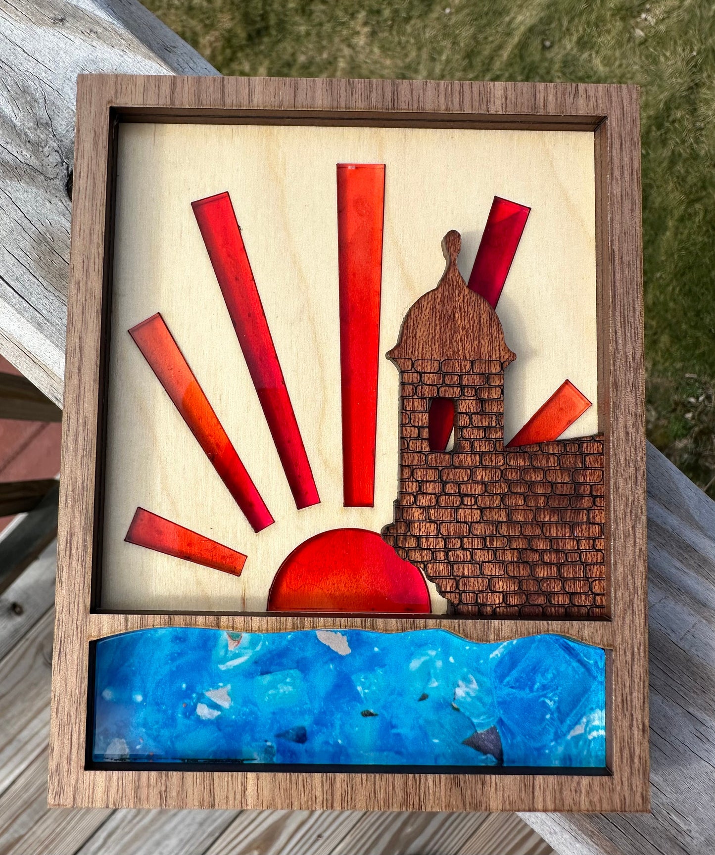 El Morro Puerto Rico Art: Handmade Wood & Acrylic Shelf Sitter