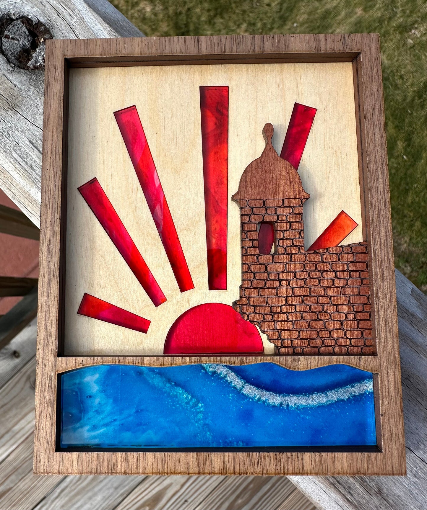 El Morro Puerto Rico Art: Handmade Wood & Acrylic Shelf Sitter