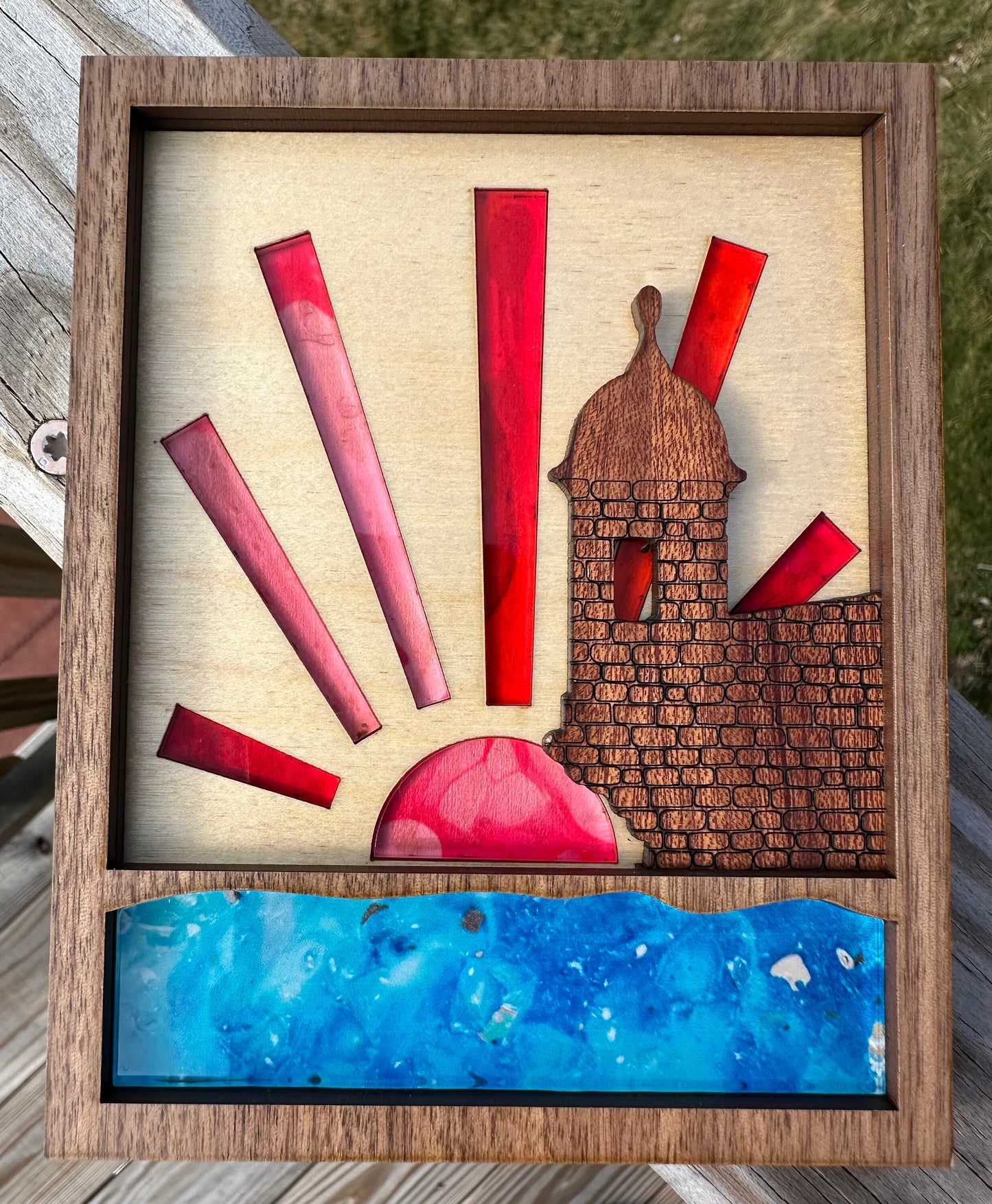 El Morro Puerto Rico Art: Handmade Wood & Acrylic Shelf Sitter
