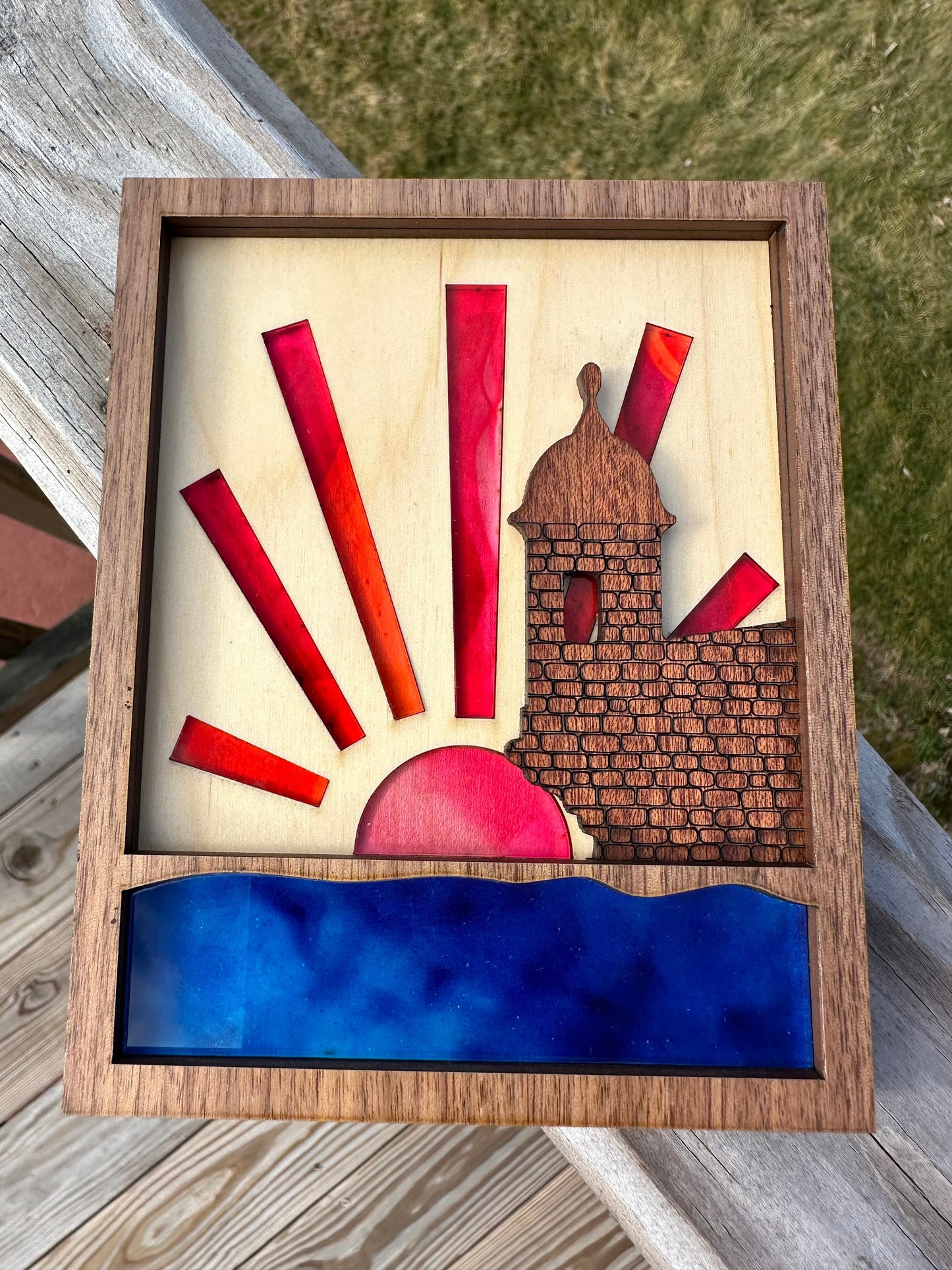 El Morro Puerto Rico Art: Handmade Wood & Acrylic Shelf Sitter