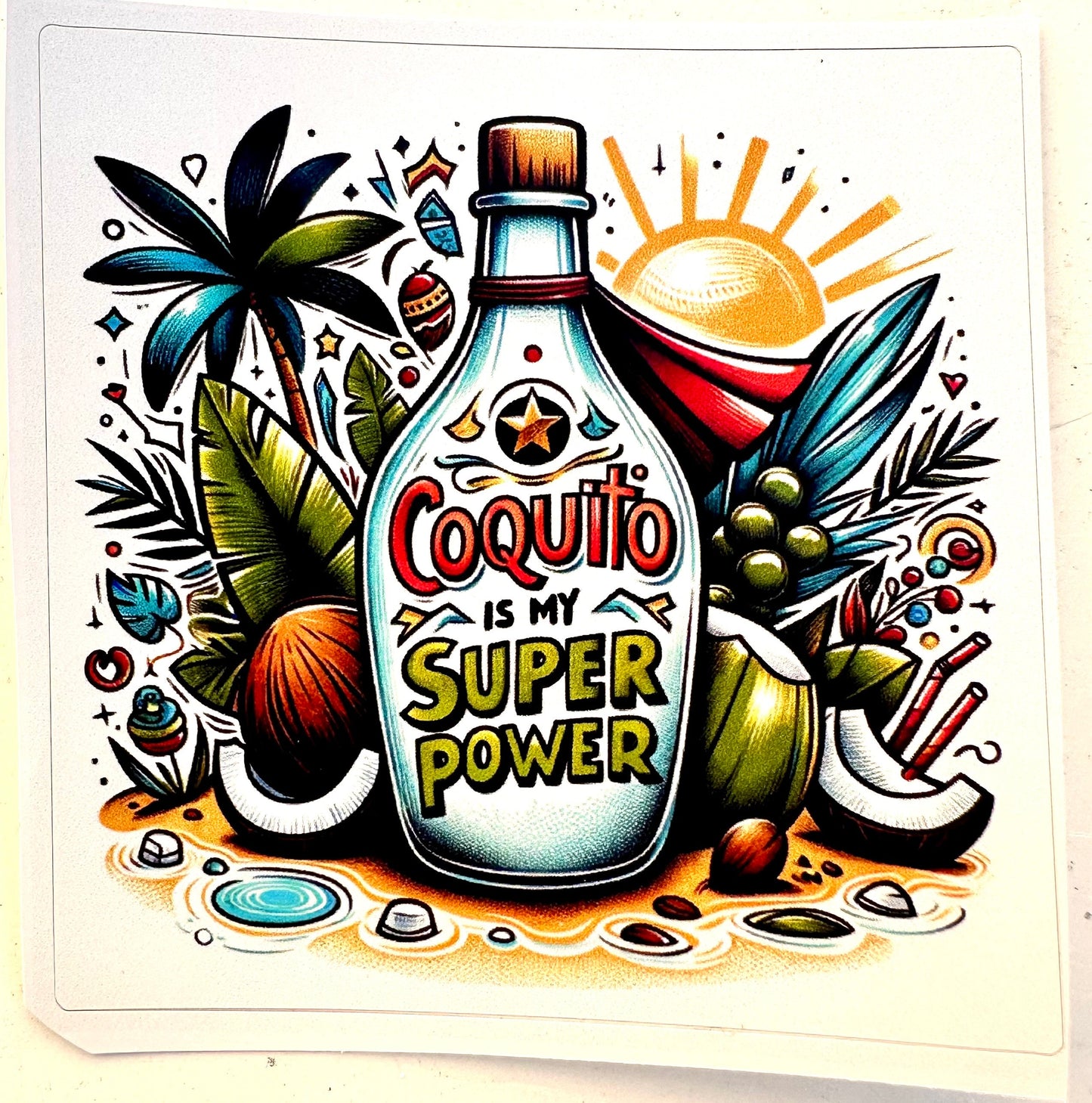 Coquito Superpower Sticker: Puerto Rican Christmas Vinyl Decal