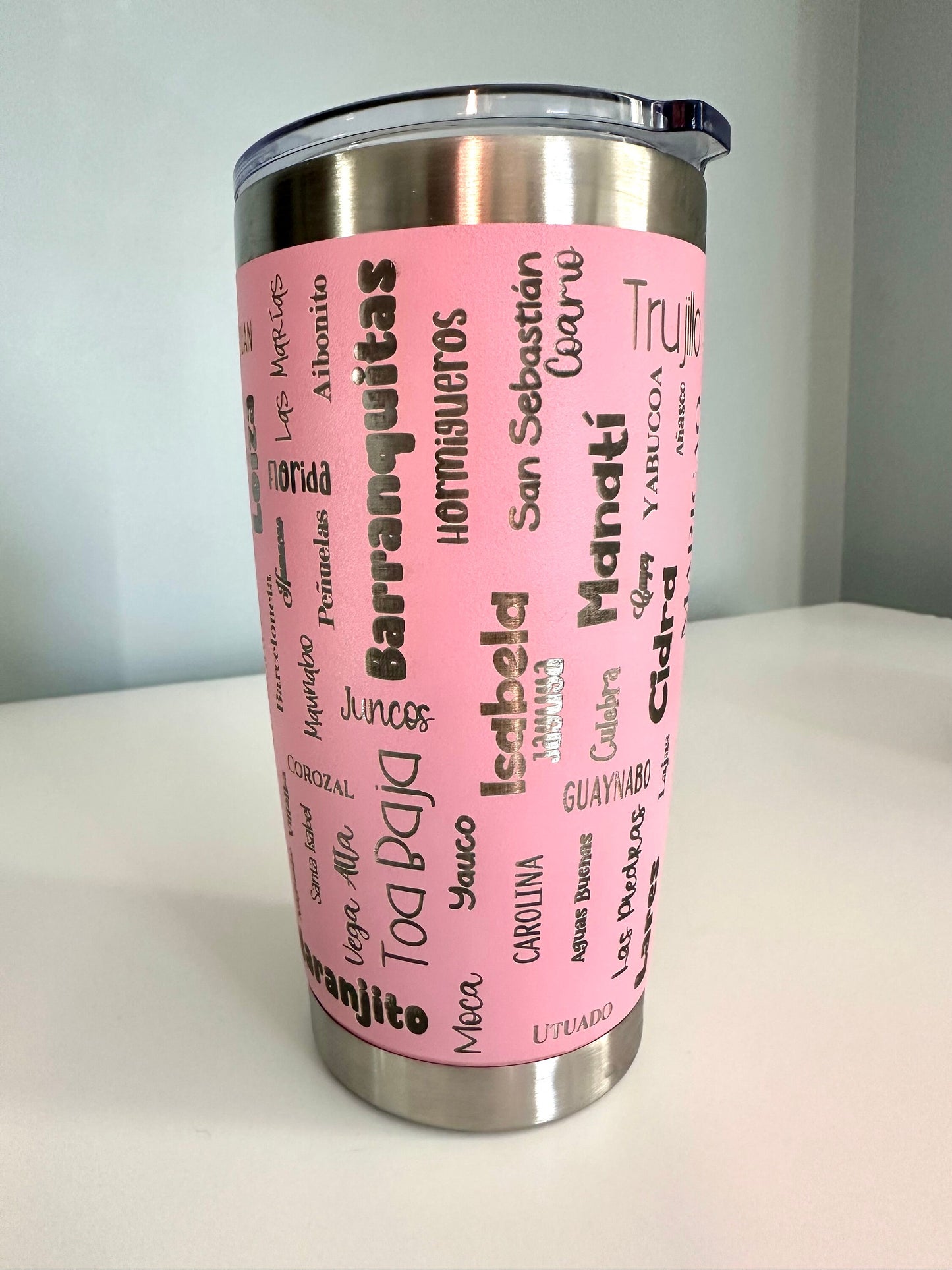 Puerto Rico Coqui Tumbler: 78 Municipalities, Stainless Steel 20 oz