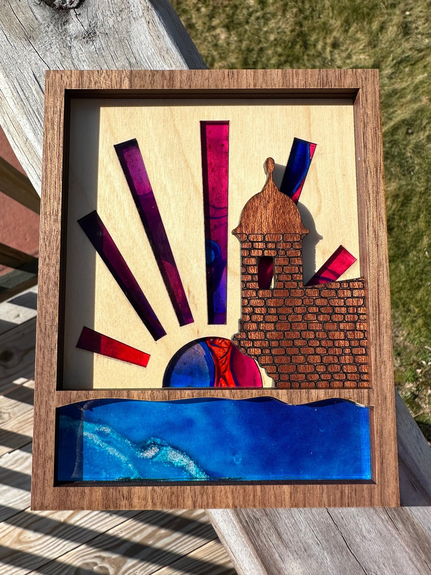 El Morro Puerto Rico Art: Handmade Wood & Acrylic Shelf Sitter