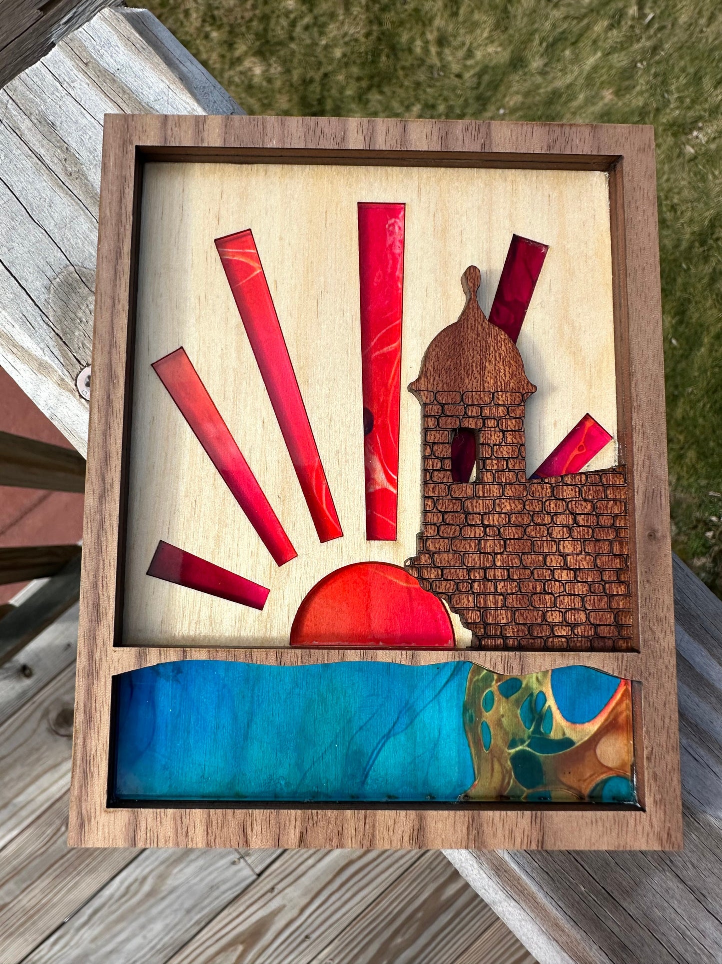El Morro Puerto Rico Art: Handmade Wood & Acrylic Shelf Sitter