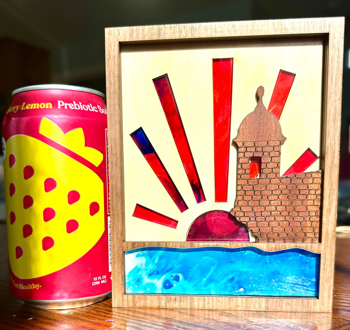 El Morro Puerto Rico Art: Handmade Wood & Acrylic Shelf Sitter