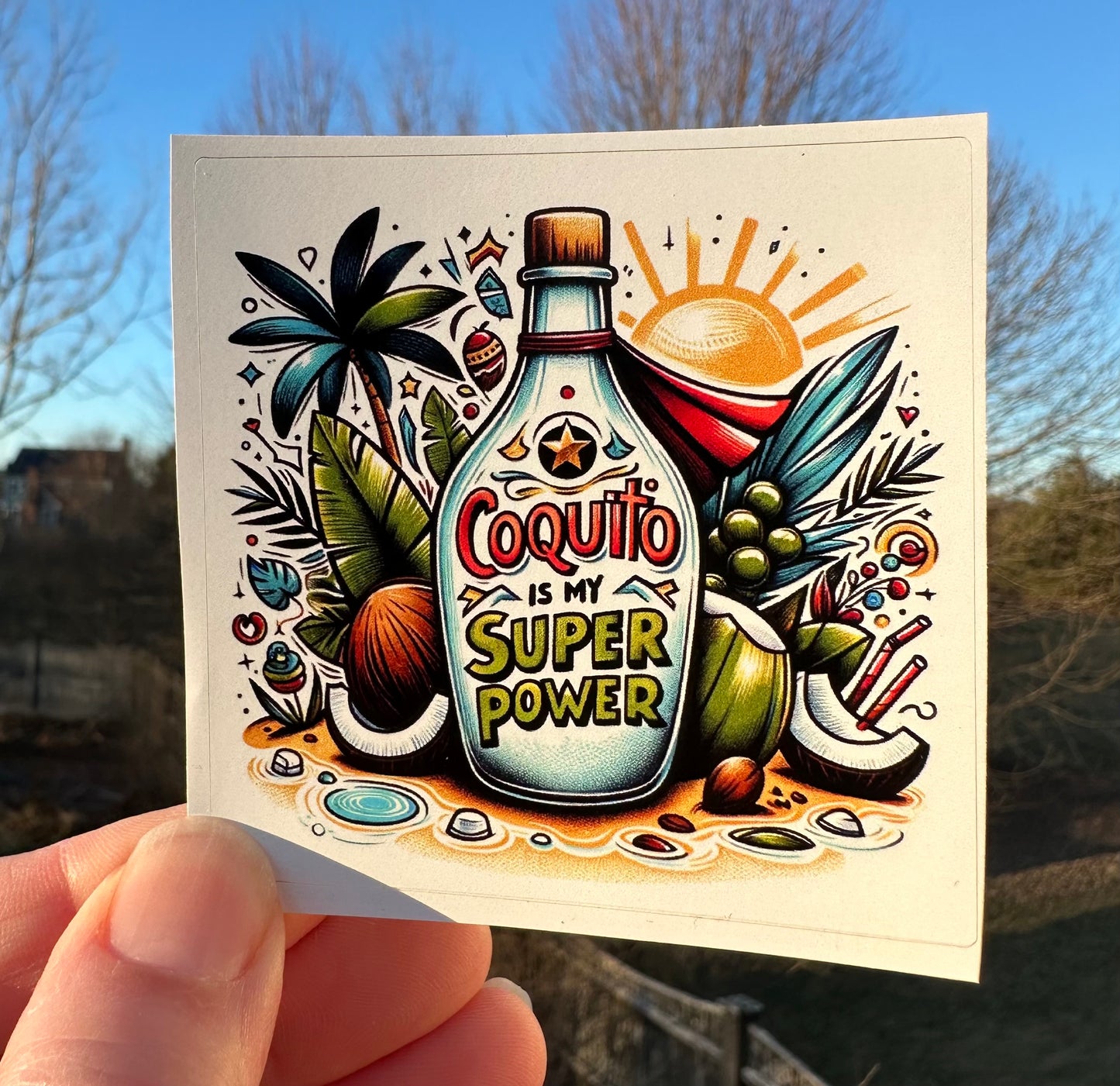 Coquito Superpower Sticker: Puerto Rican Christmas Vinyl Decal