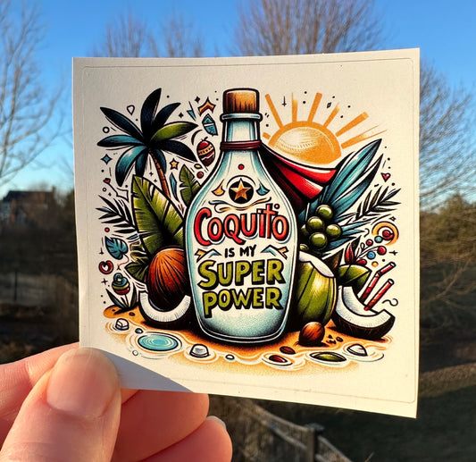 Coquito Superpower Sticker: Puerto Rican Christmas Vinyl Decal