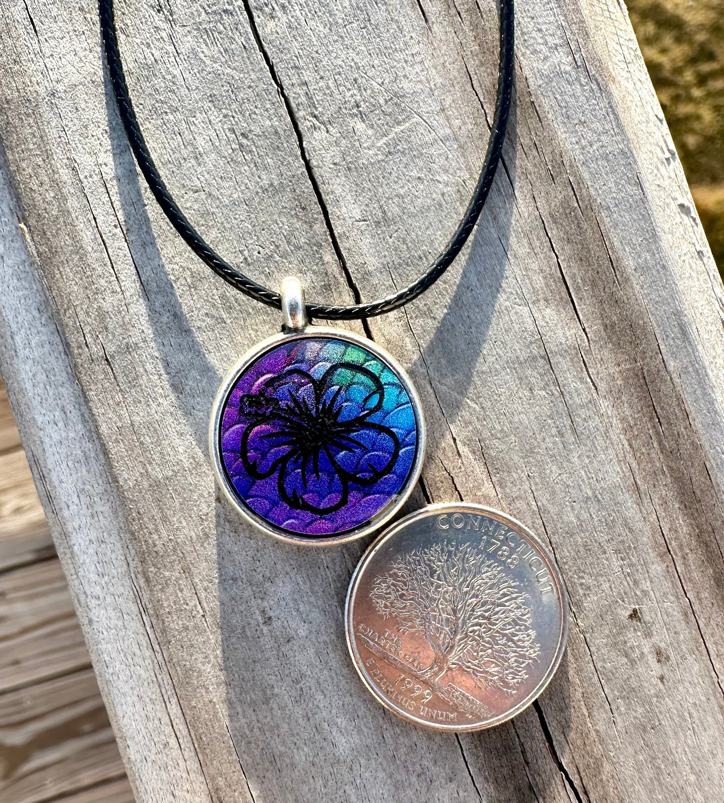 Colorful Taino Symbol Necklace: Coqui, Hibiscus, Sol de Utuado