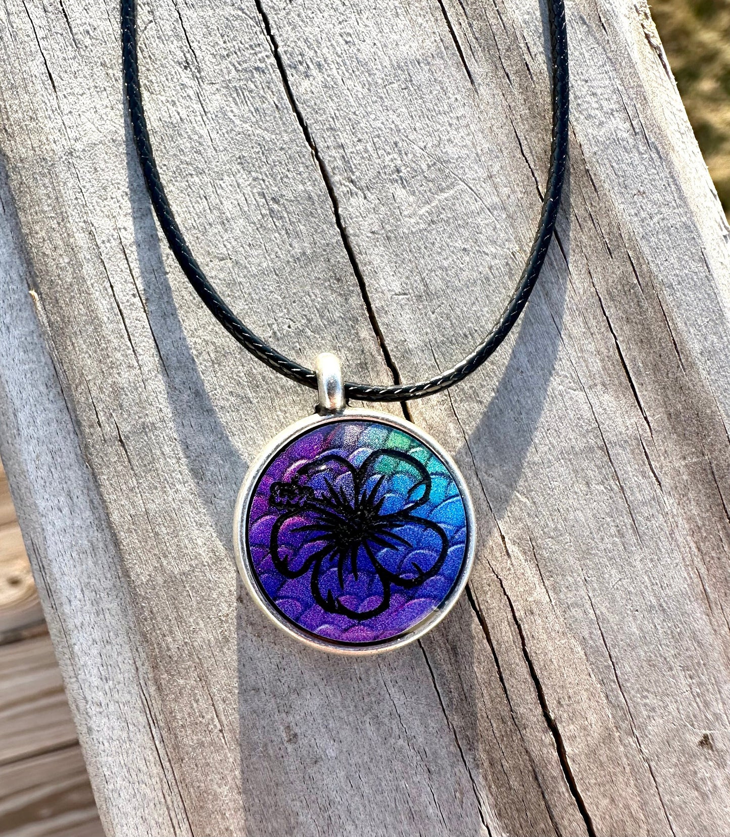 Colorful Taino Symbol Necklace: Coqui, Hibiscus, Sol de Utuado