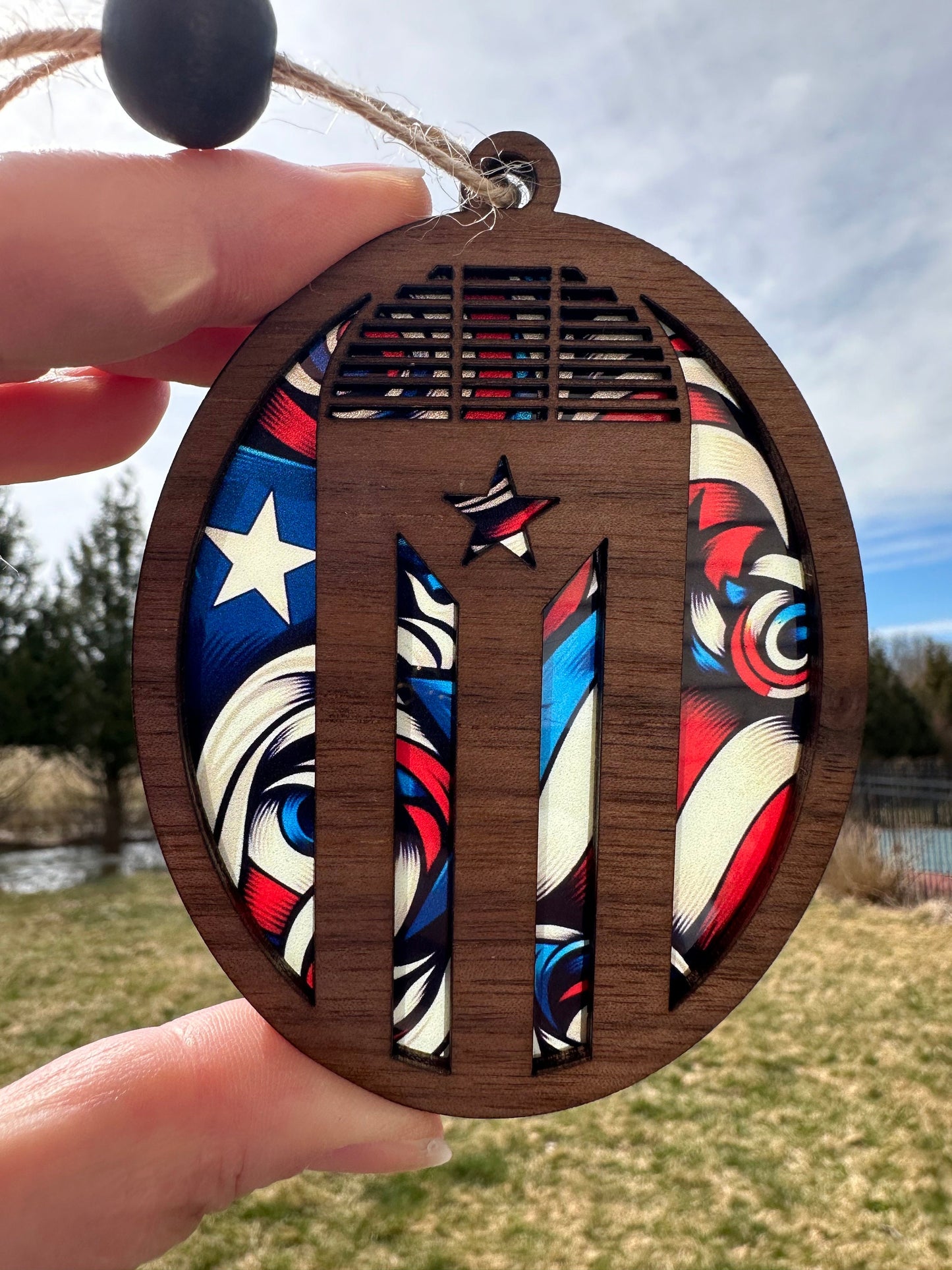 Puerto Rico Car Charm: Old San Juan Albizu Door Suncatcher, stained glass look Boricua ornament Gift