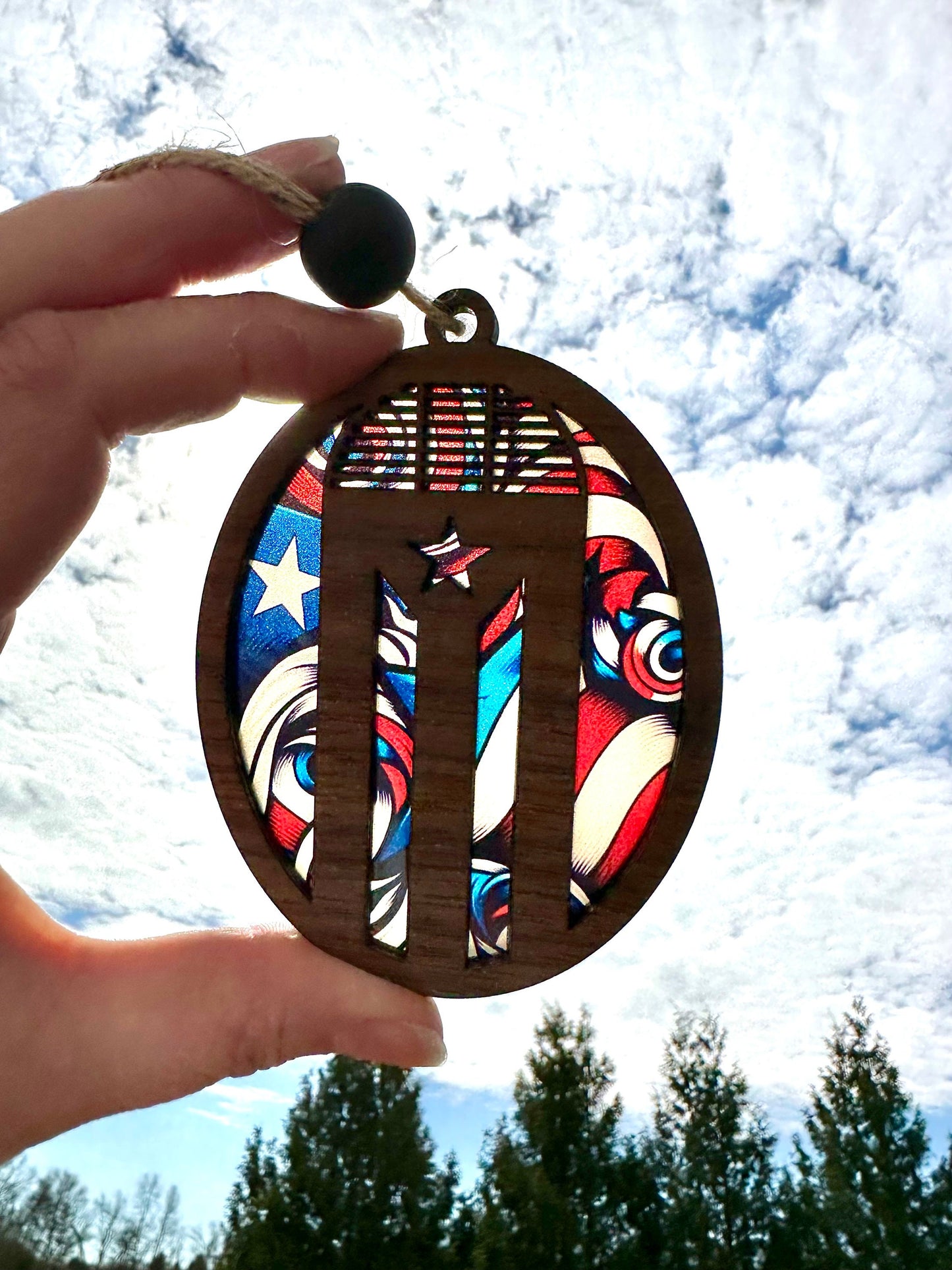 Puerto Rico Car Charm: Old San Juan Albizu Door Suncatcher, stained glass look Boricua ornament Gift