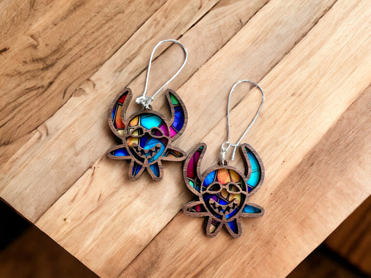 Vejigante Mask Earrings: Colorful Stained Glass Look, Puerto Rican Art