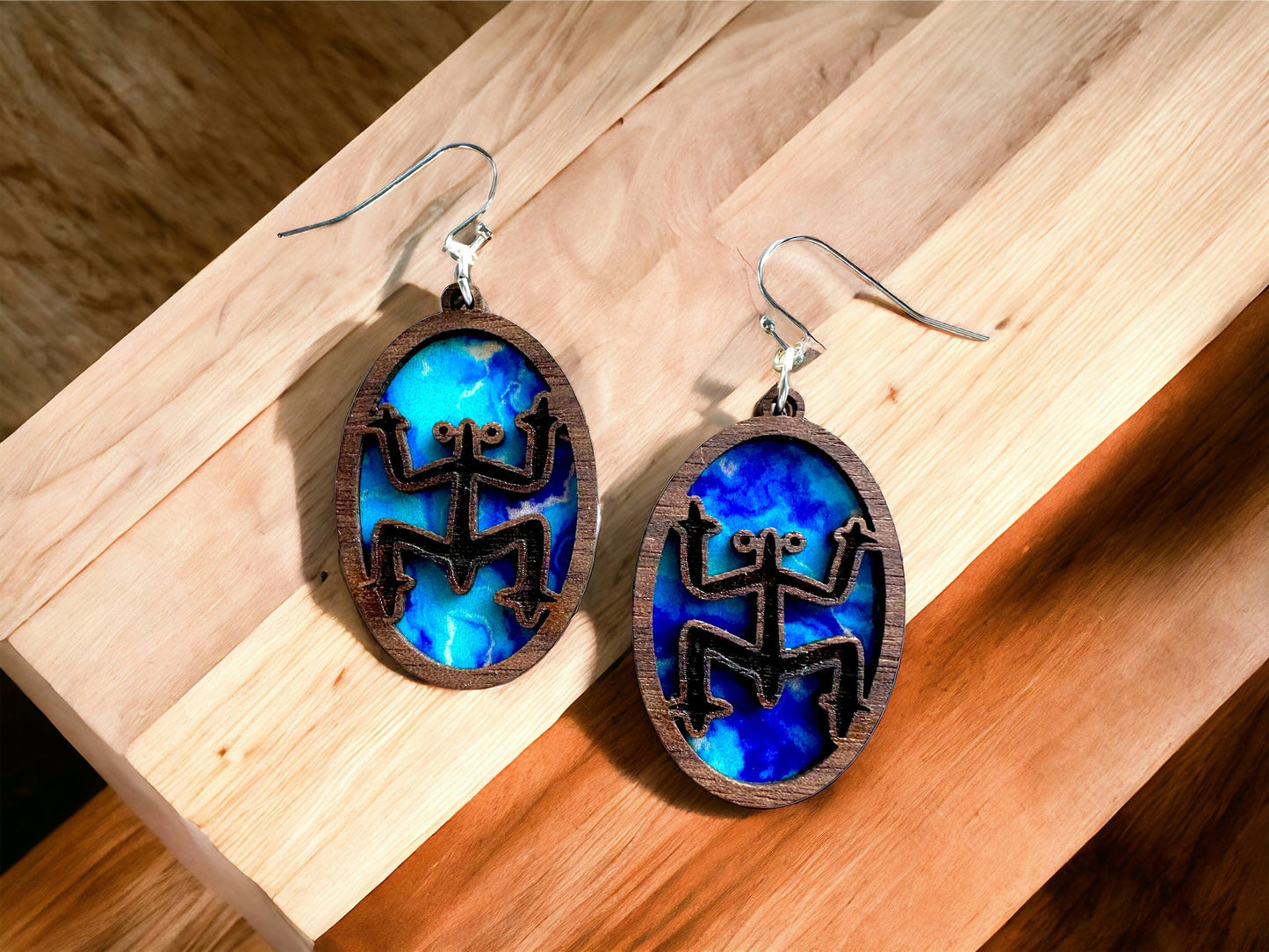 Taino Coqui Earrings: Boricua Art, Stained Glass Look suncatcher jewelry, Puerto Rico art