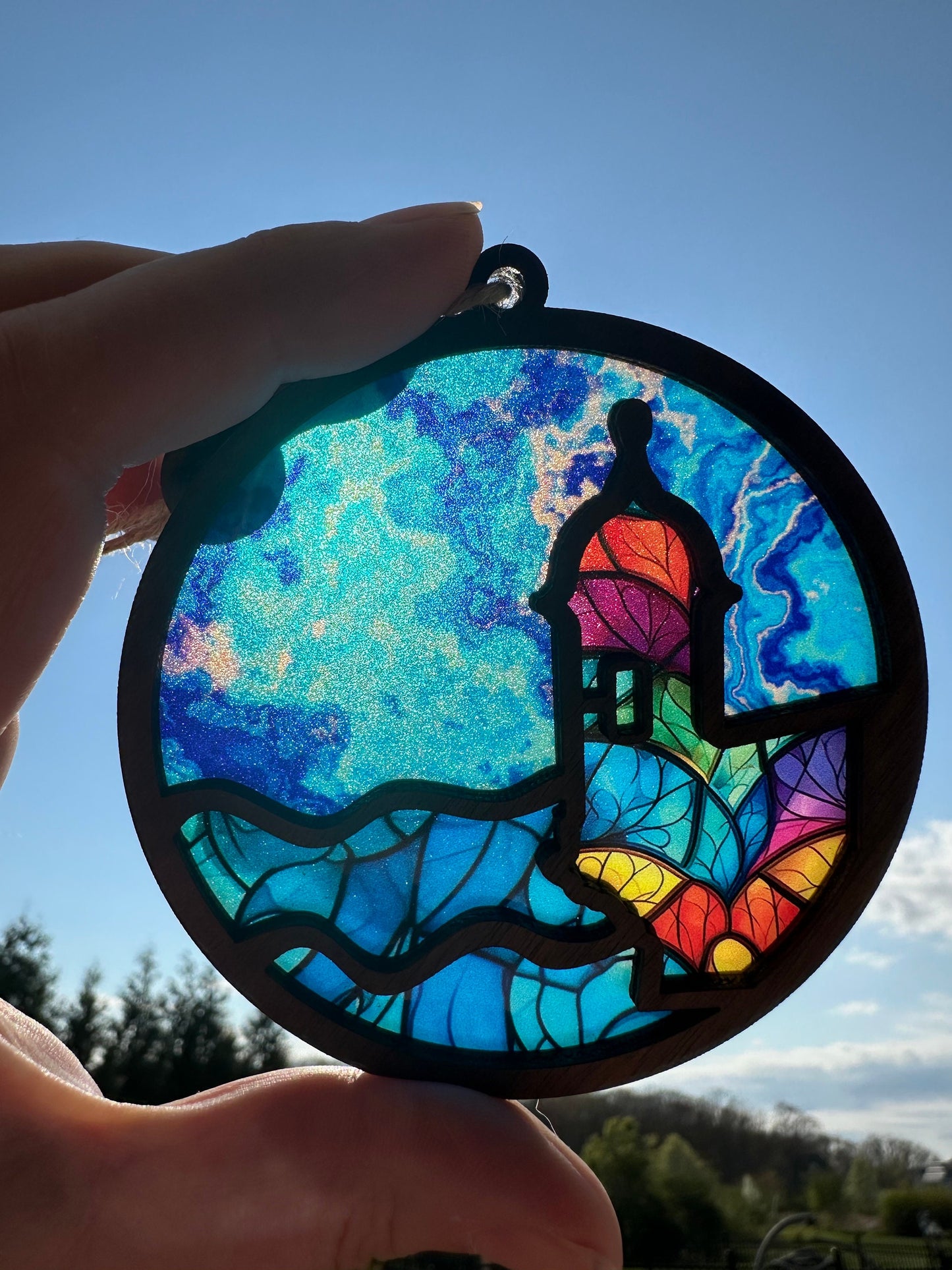 El Morro San Juan Wooden Car Charm: Puerto Rico Suncatcher Ornament