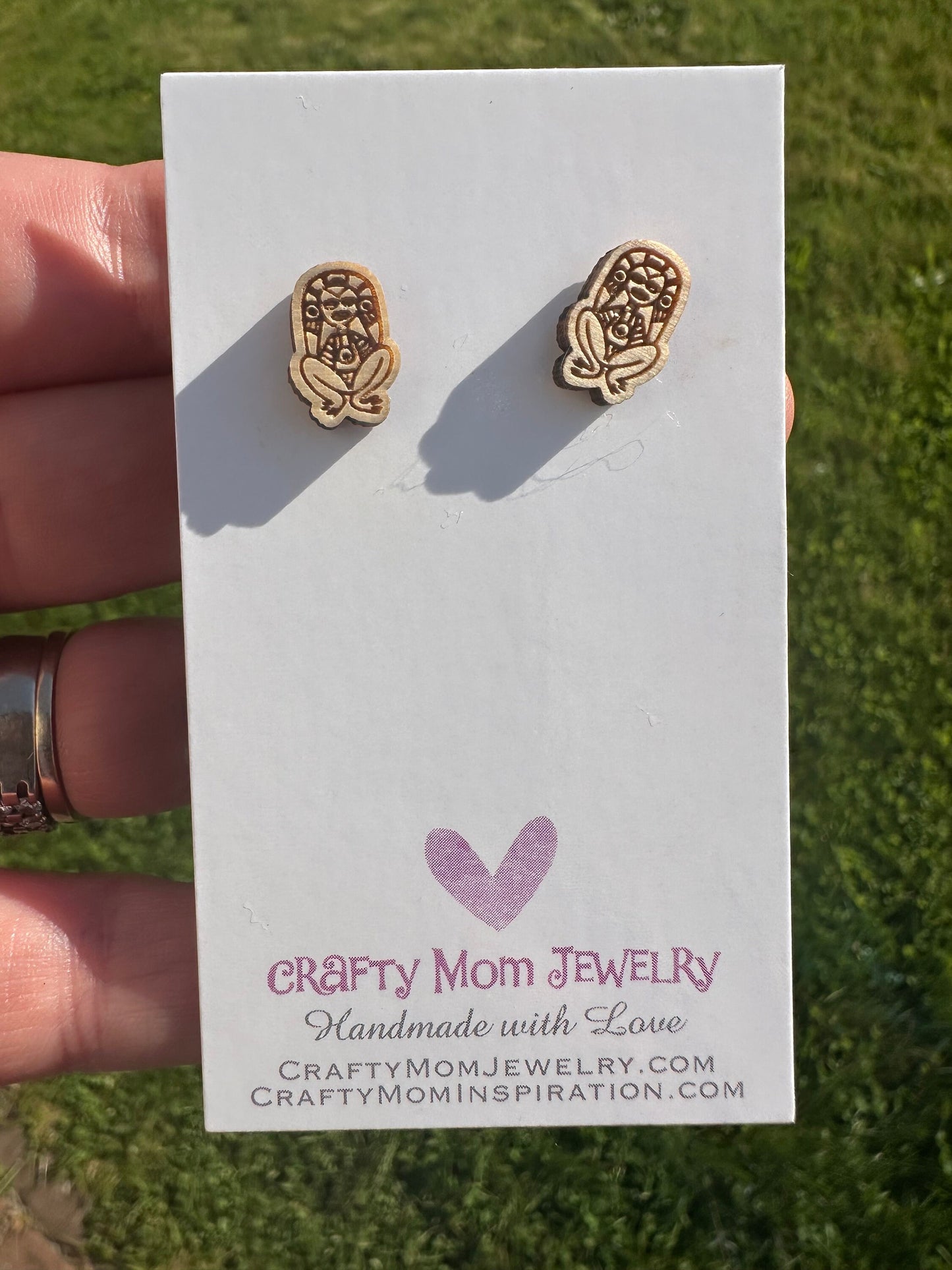 Atabey Taino Goddess Earrings: Engraved Maple Wood Studs
