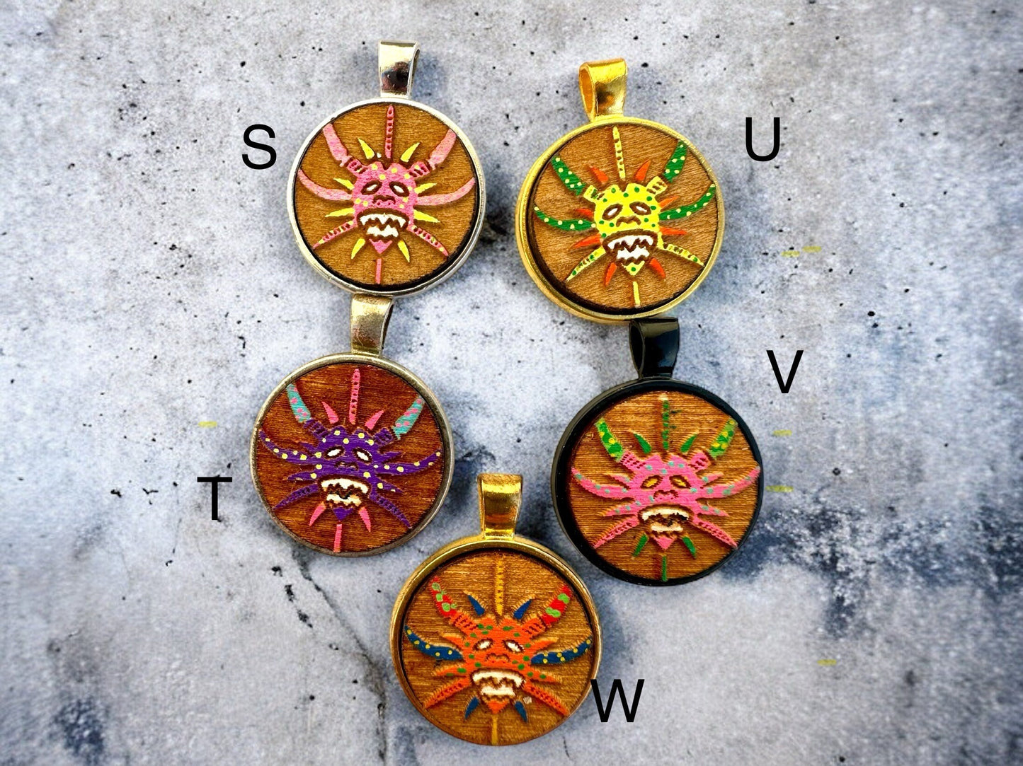 Hand-Painted Vejigante Mask Pendant: Puerto Rican Carnival Art Necklace