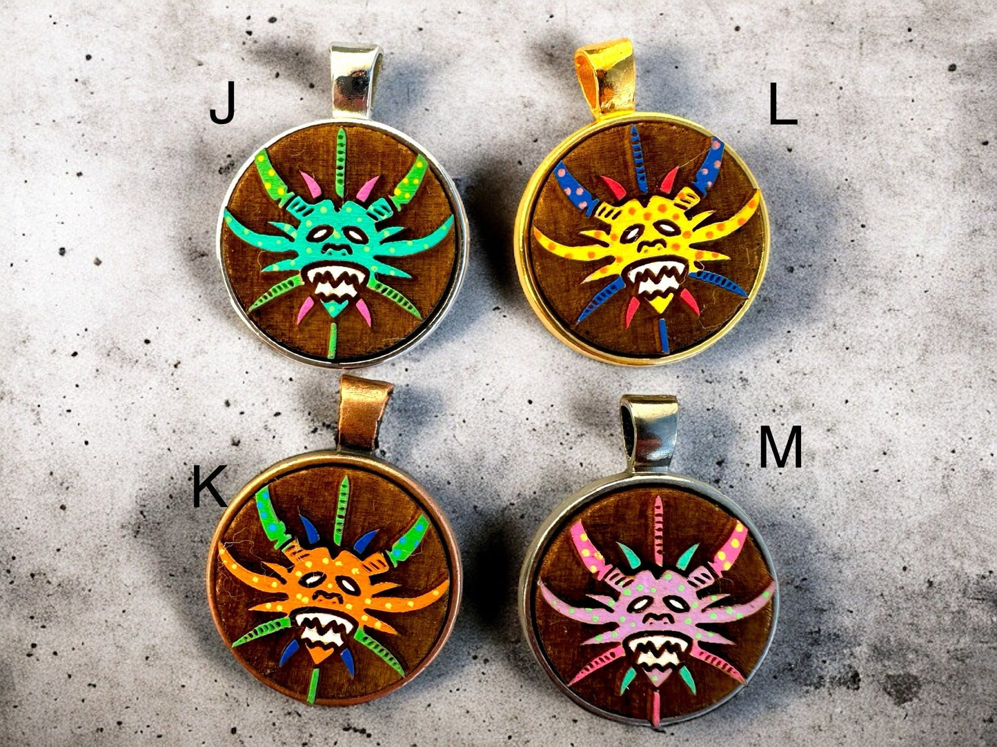 Hand-Painted Vejigante Mask Pendant: Puerto Rican Carnival Art Necklace