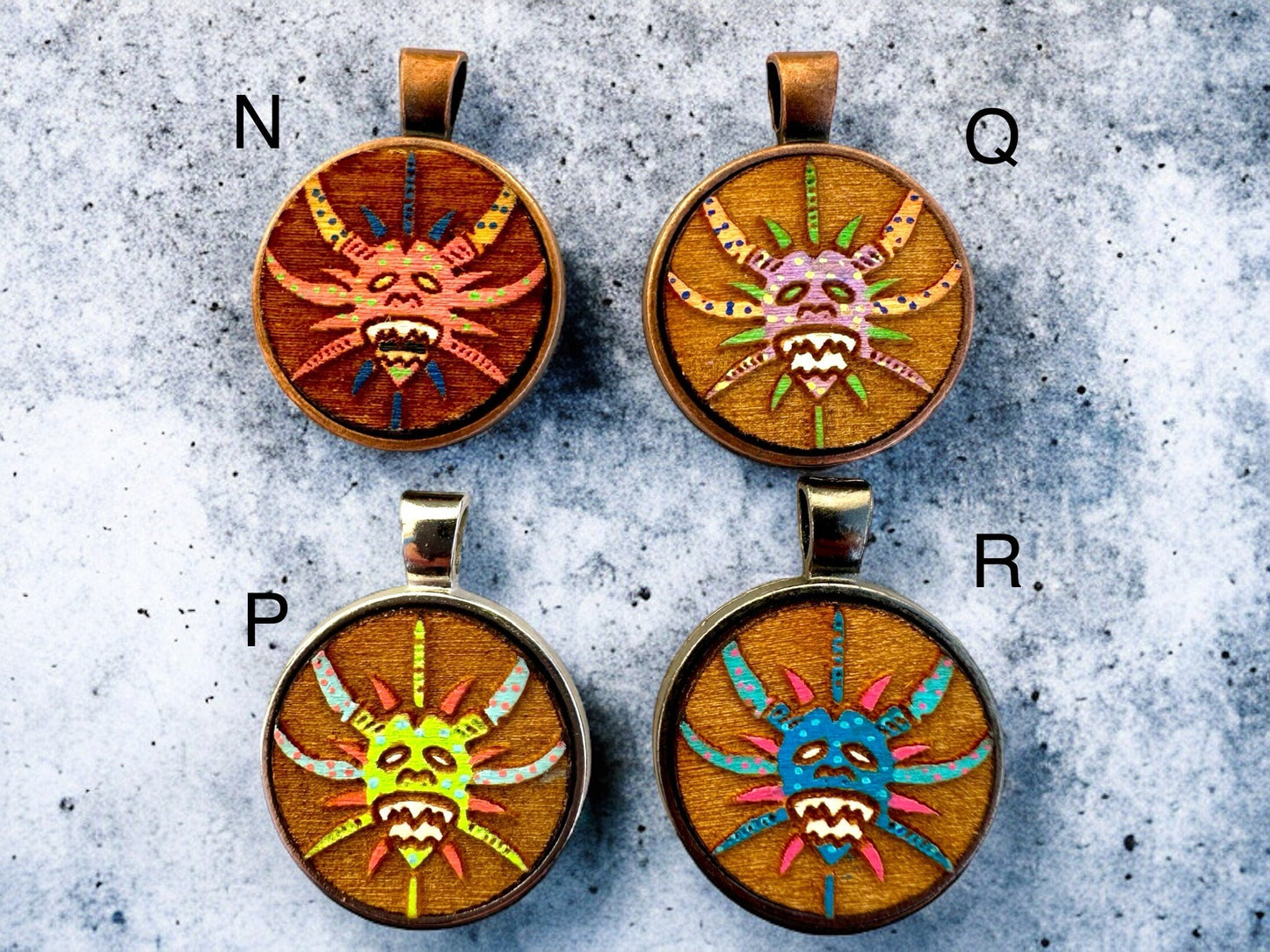 Hand-Painted Vejigante Mask Pendant: Puerto Rican Carnival Art Necklace