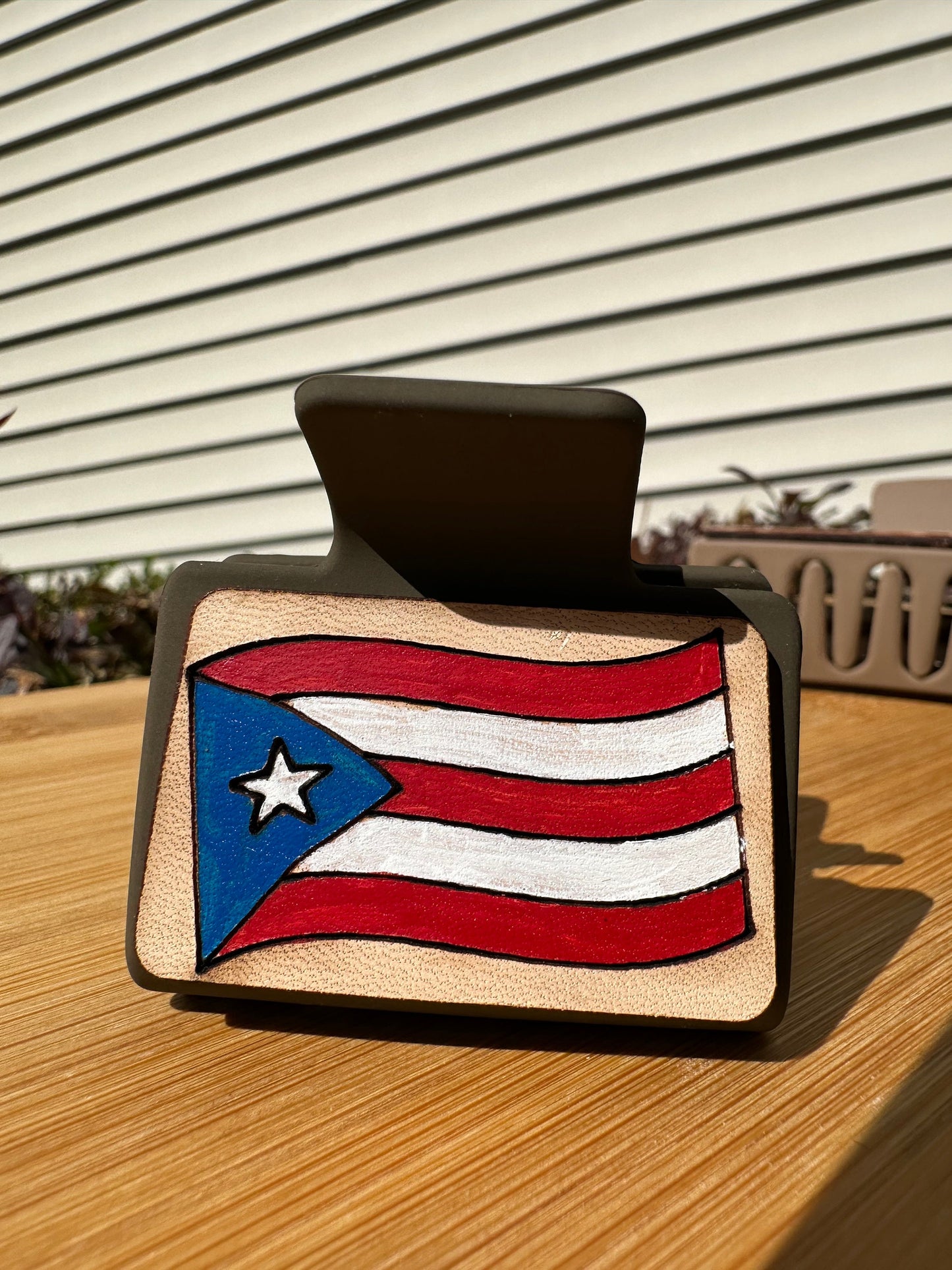 Taino Coqui Sol Leather Hair Clip: Puerto Rican Art Accessory