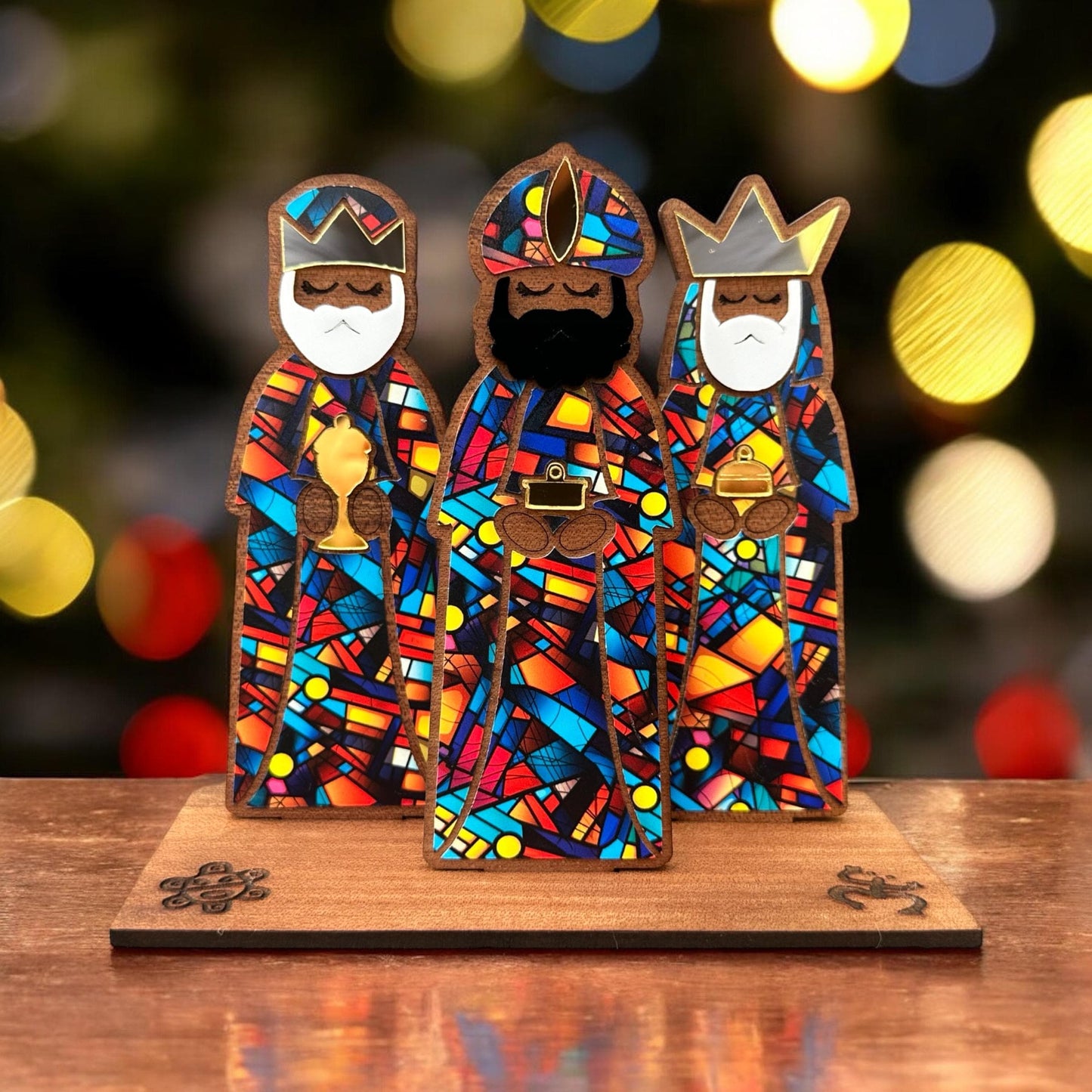 Handmade Tres Reyes Magos Wood figurines: Puerto Rican Christmas Decor, shelf sitter