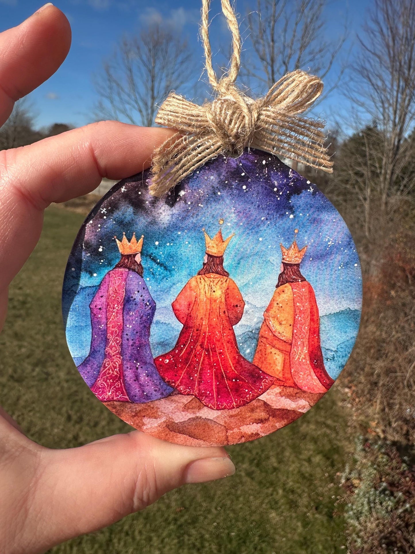Three Kings Ceramic Ornament: Watercolor Wise Men Christmas Keepsake