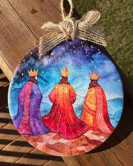 Three Kings Ceramic Ornament: Watercolor Wise Men Christmas Keepsake