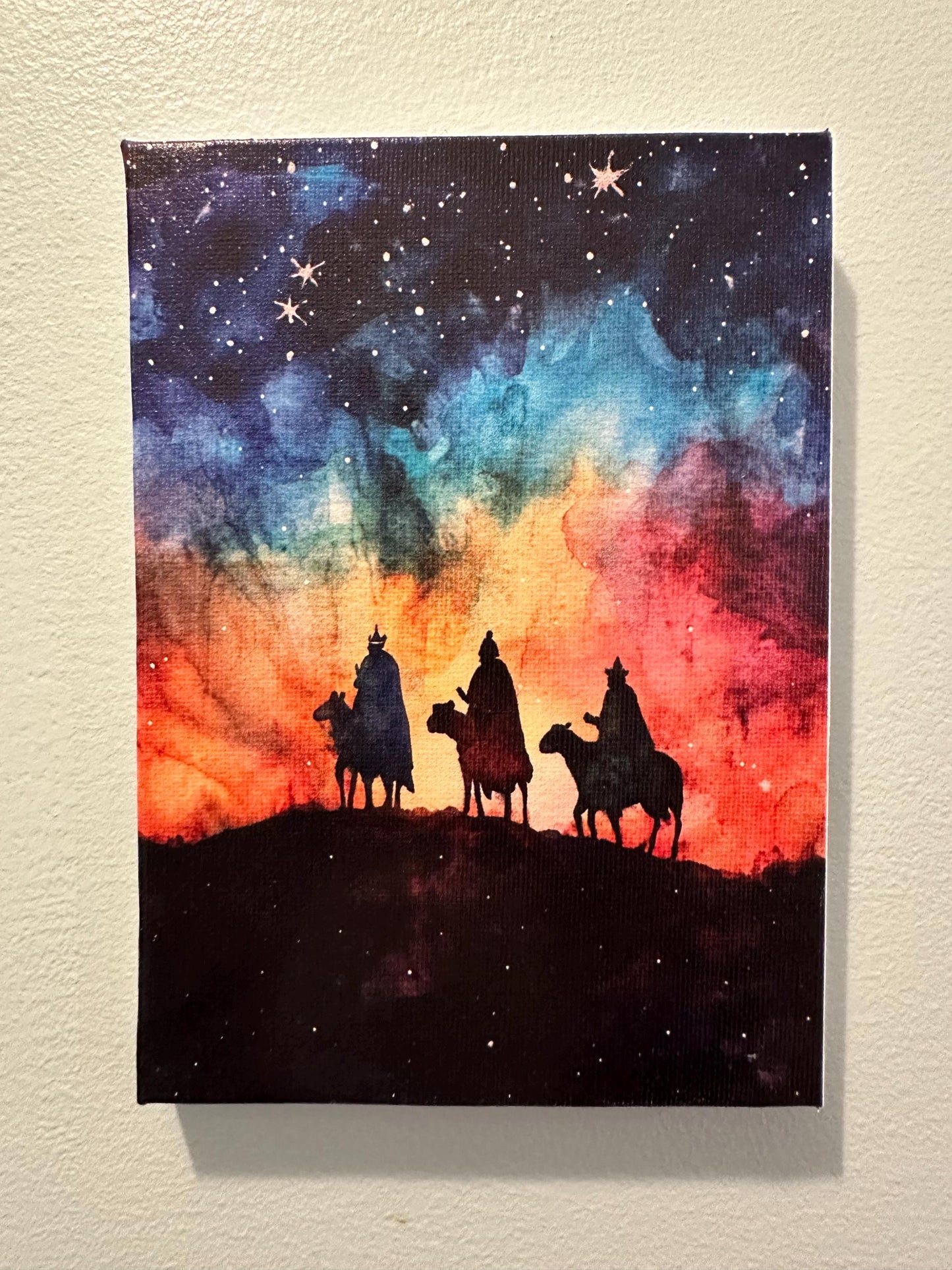 Three Kings Canvas Print: Watercolor Nativity Scene Wall Art