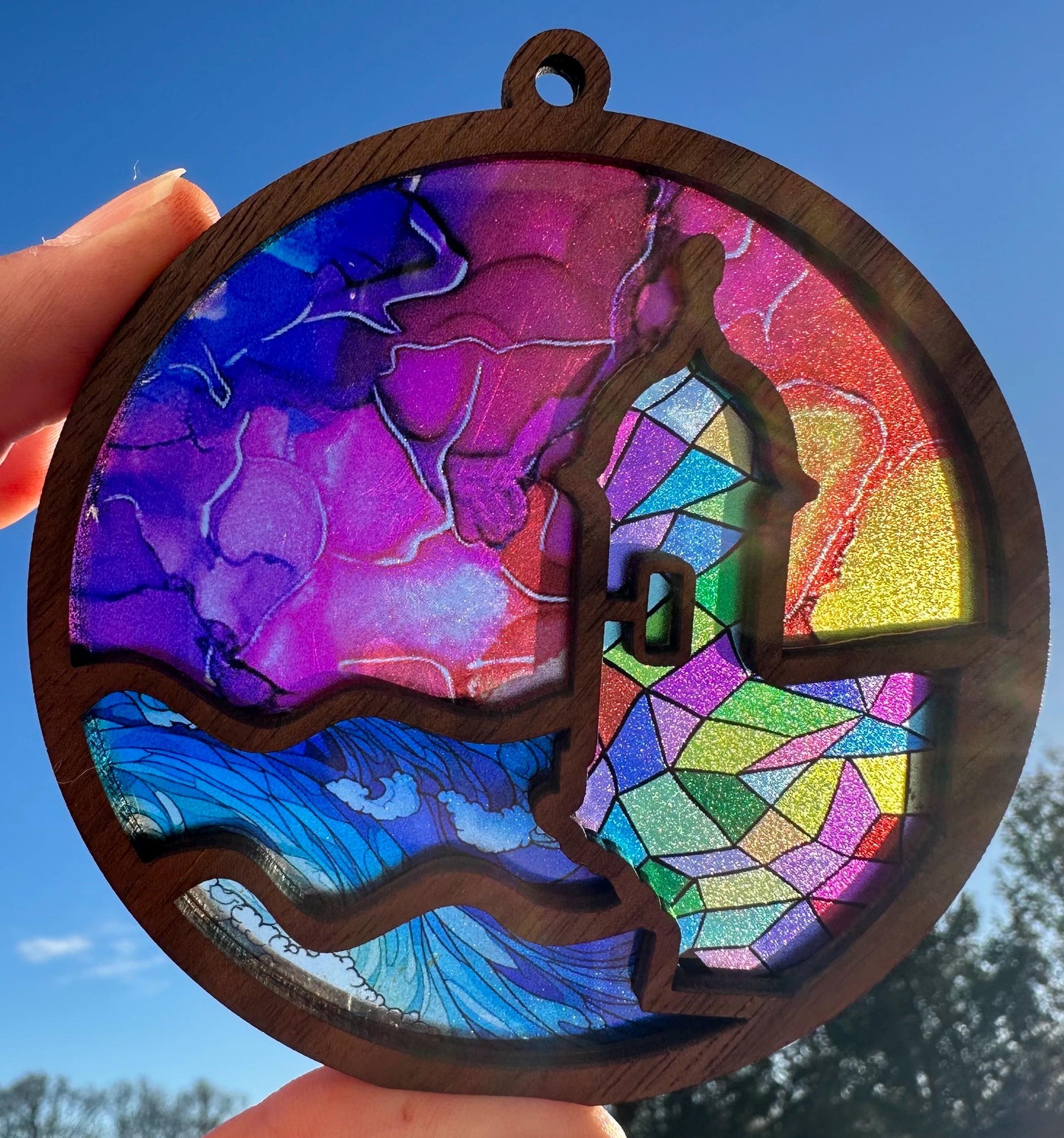 El Morro San Juan Wooden Car Charm: Puerto Rico Suncatcher Ornament