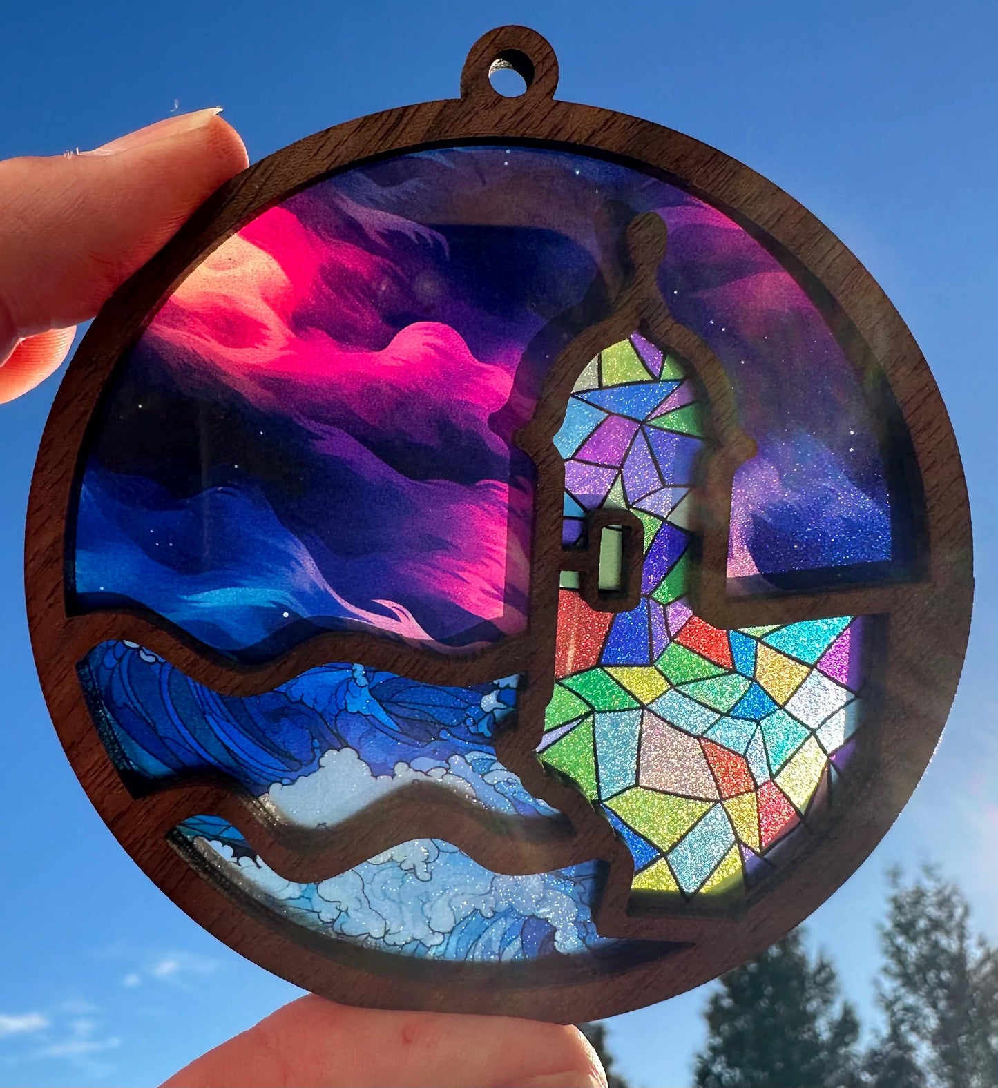 El Morro San Juan Wooden Car Charm: Puerto Rico Suncatcher Ornament