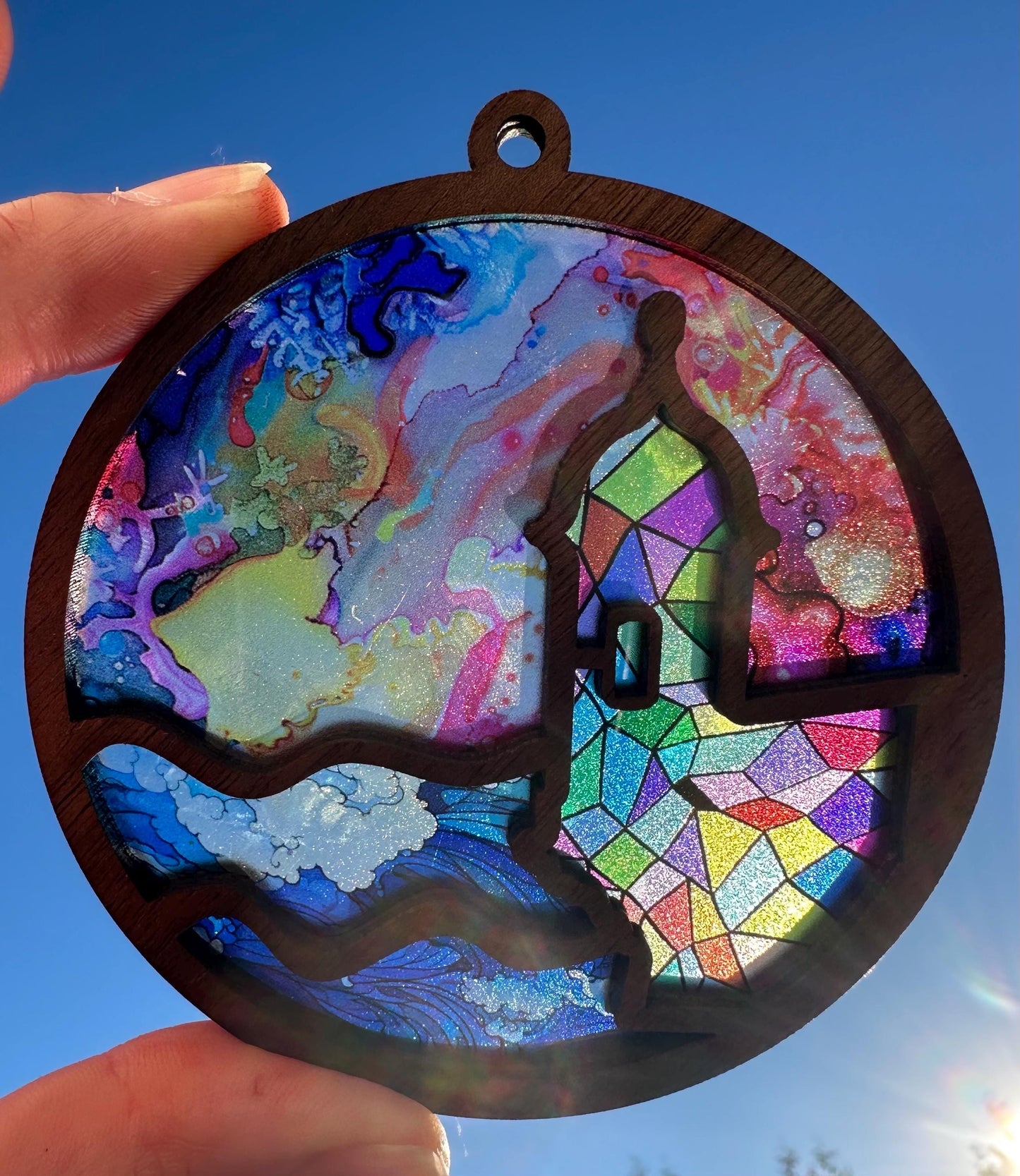 El Morro San Juan Wooden Car Charm: Puerto Rico Suncatcher Ornament