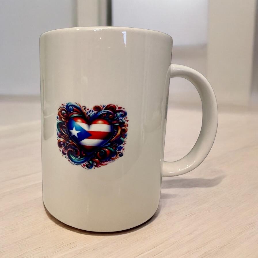 Puerto Rico Countryside casita Coffee Mug: Boricua Flag Ceramic Cup