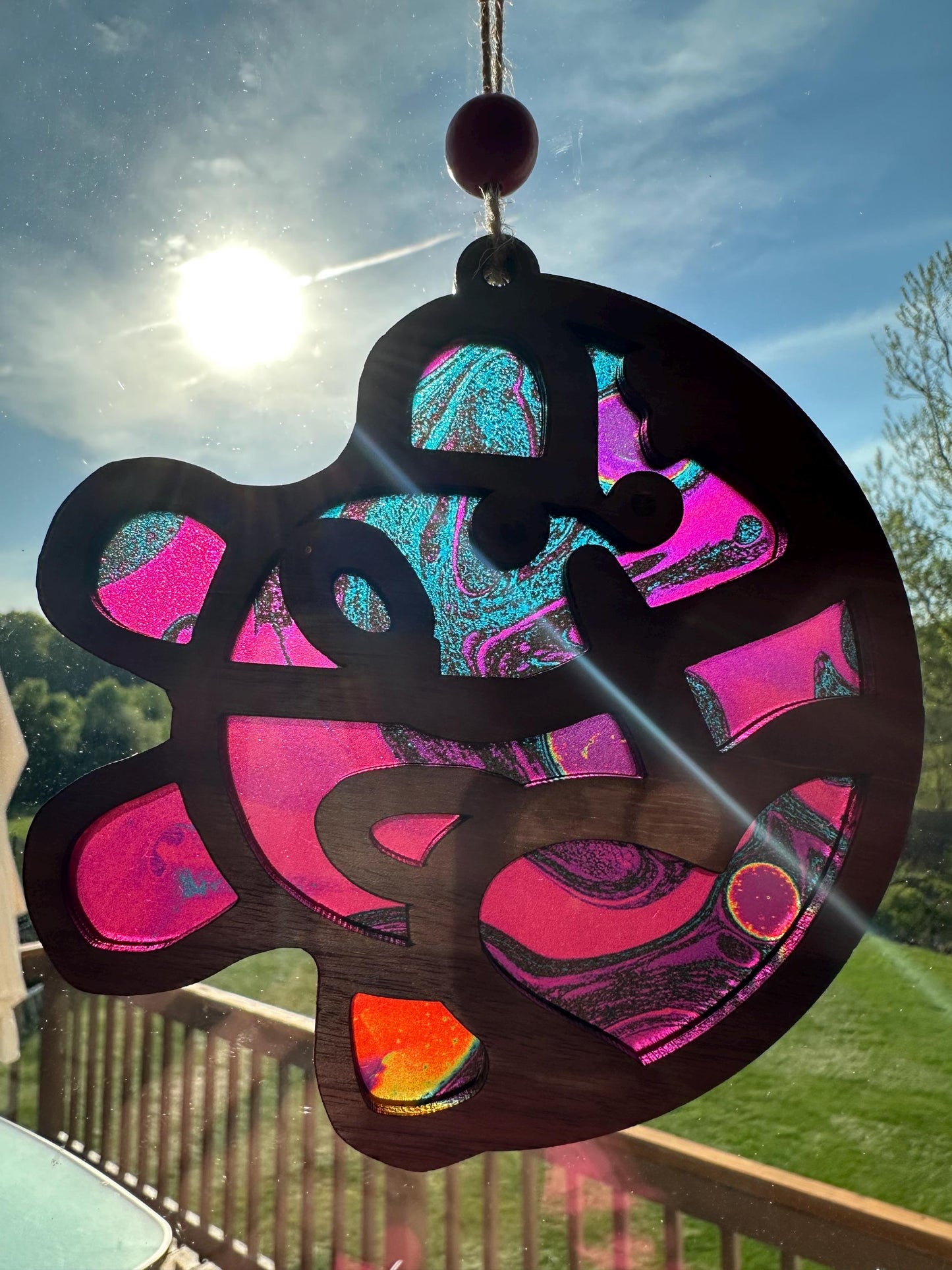 Taino Sol Coqui Suncatcher: Puerto Rican Acrylic Window Art