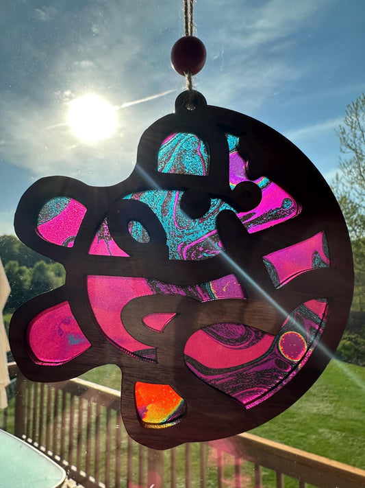 Taino Sol Coqui Suncatcher: Puerto Rican Acrylic Window Art