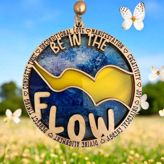 Be in the Flow Suncatcher: Divine Connection Window Art, Spiritual Decor