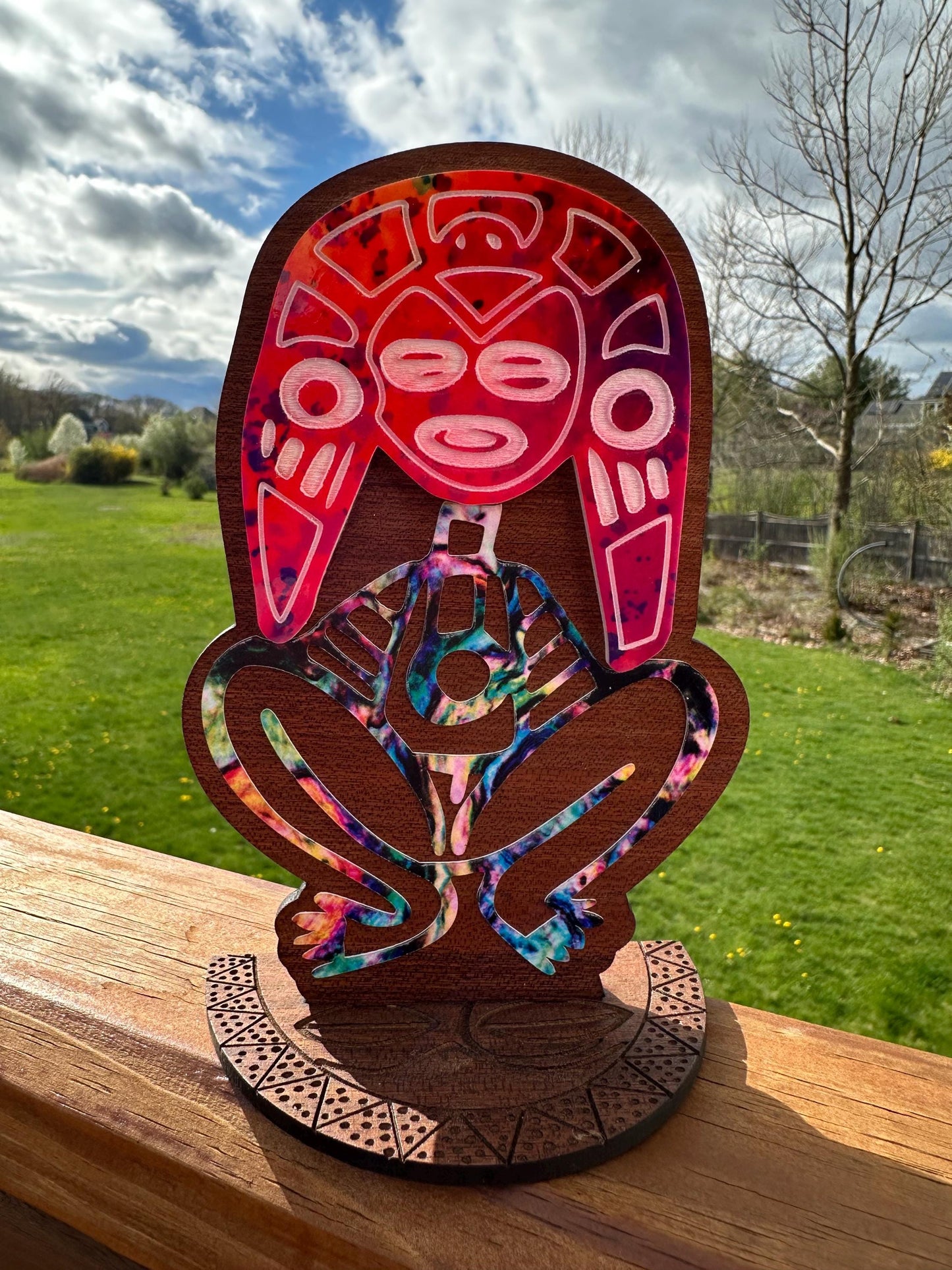 Atabey Moon Goddess Wood Statue: Taino Art Desk Sitter, Puerto Rico art