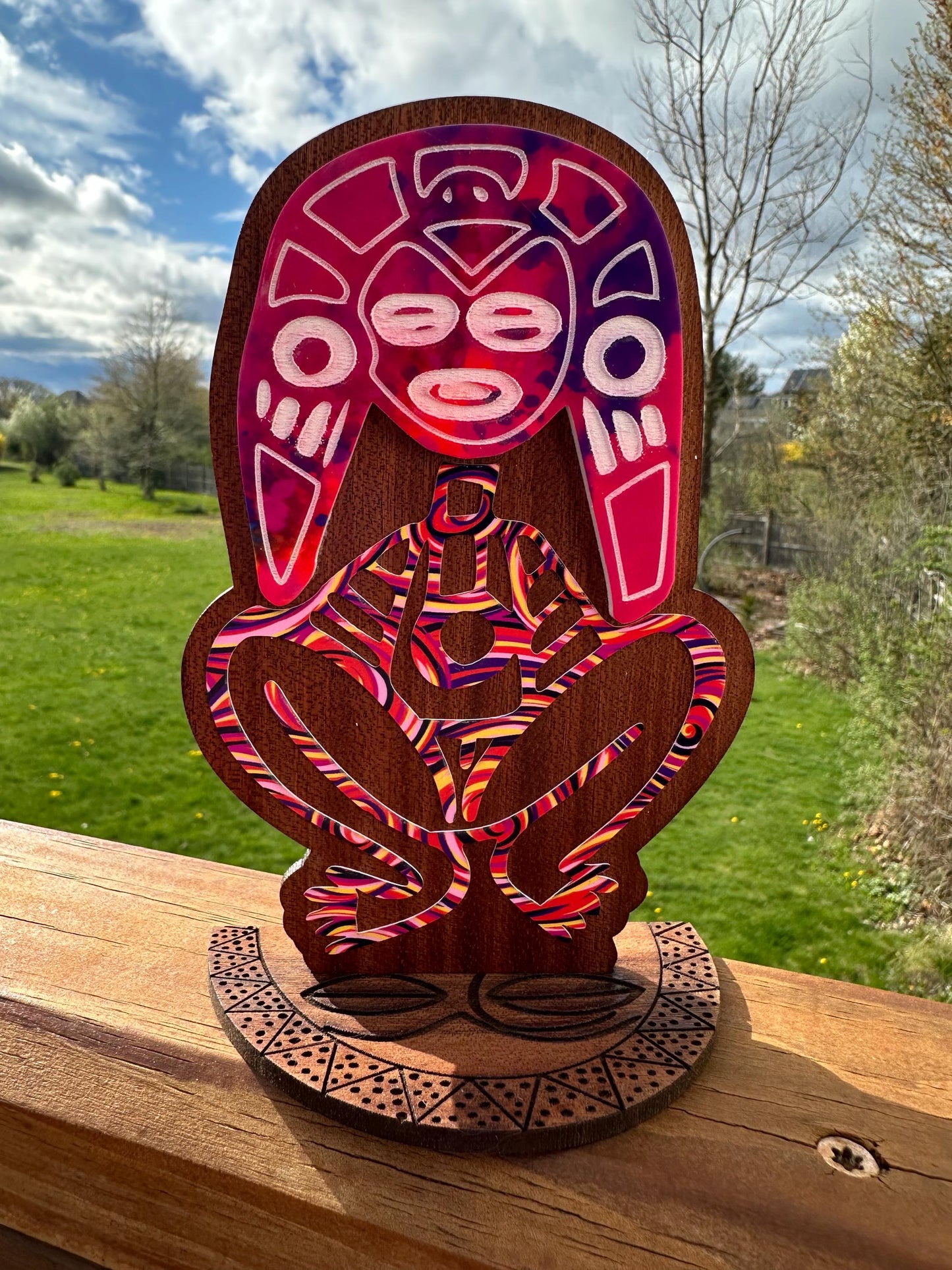 Atabey Moon Goddess Wood Statue: Taino Art Desk Sitter, Puerto Rico art