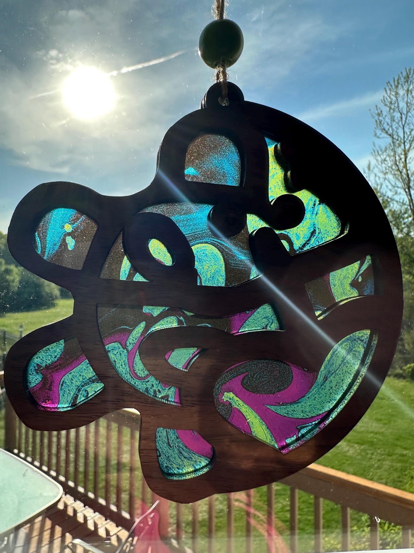 Taino Sol Coqui Suncatcher: Puerto Rican Acrylic Window Art