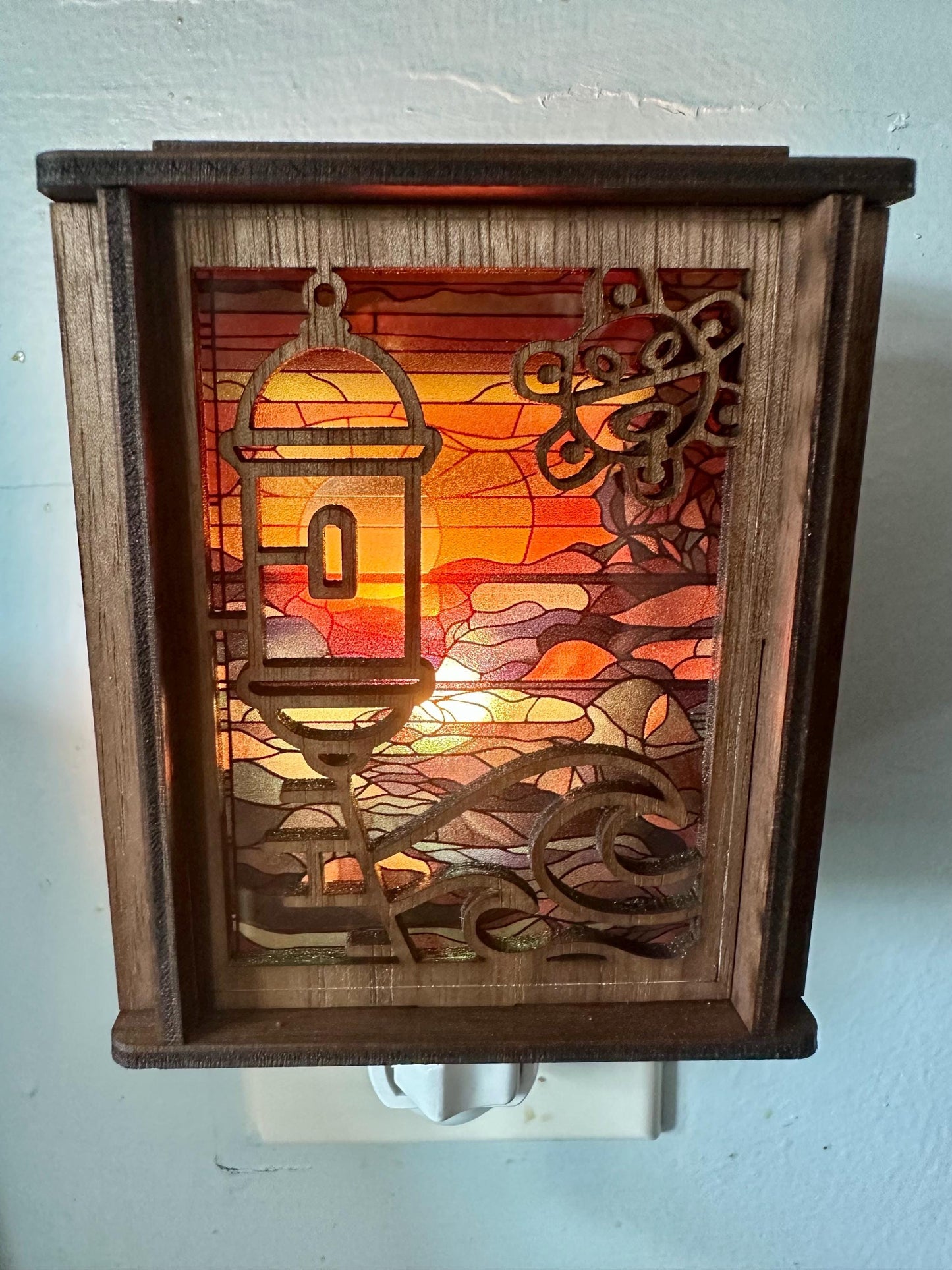 Puerto Rico Garita Night Light: Taino Sol, El Morro, Stained Glass Look