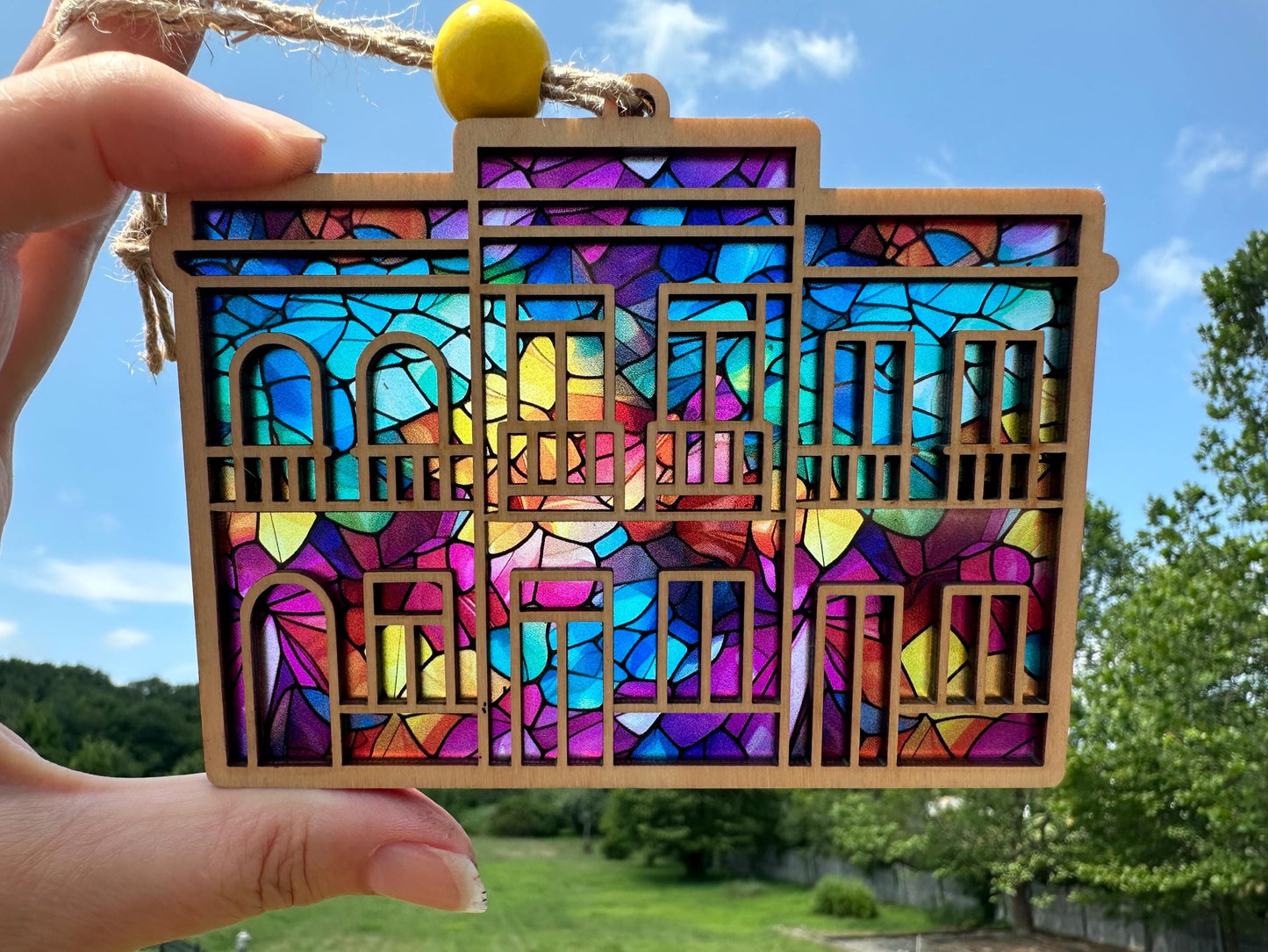 Viejo San Juan Suncatcher: Maple Wood Puerto Rico stained glass look ornament