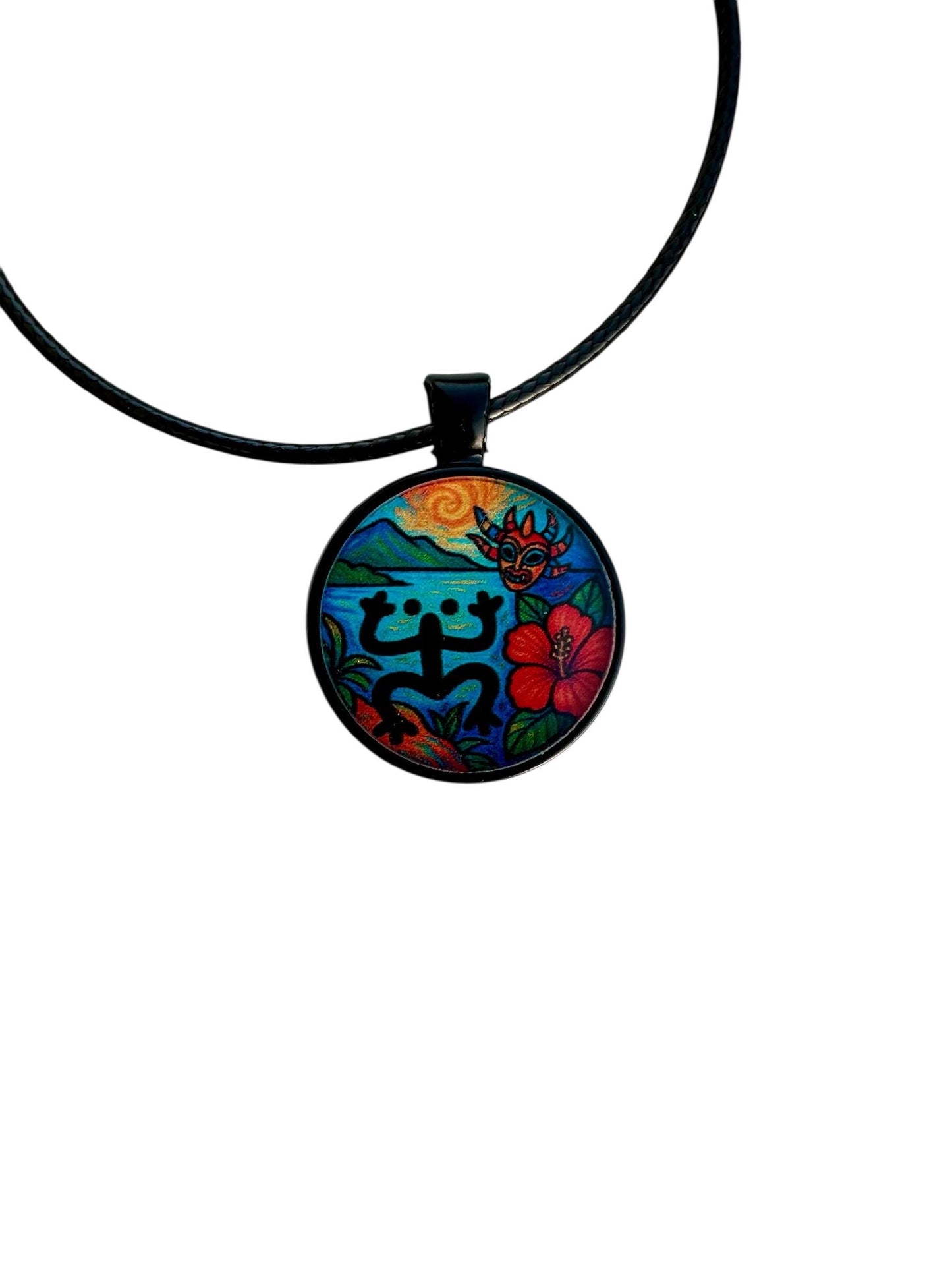 Coqui Vejigante Acrylic Pendant: Puerto Rican Pride Necklace