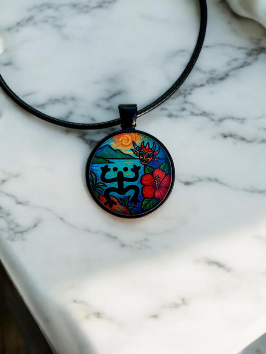 Coqui Vejigante Acrylic Pendant: Puerto Rican Pride Necklace
