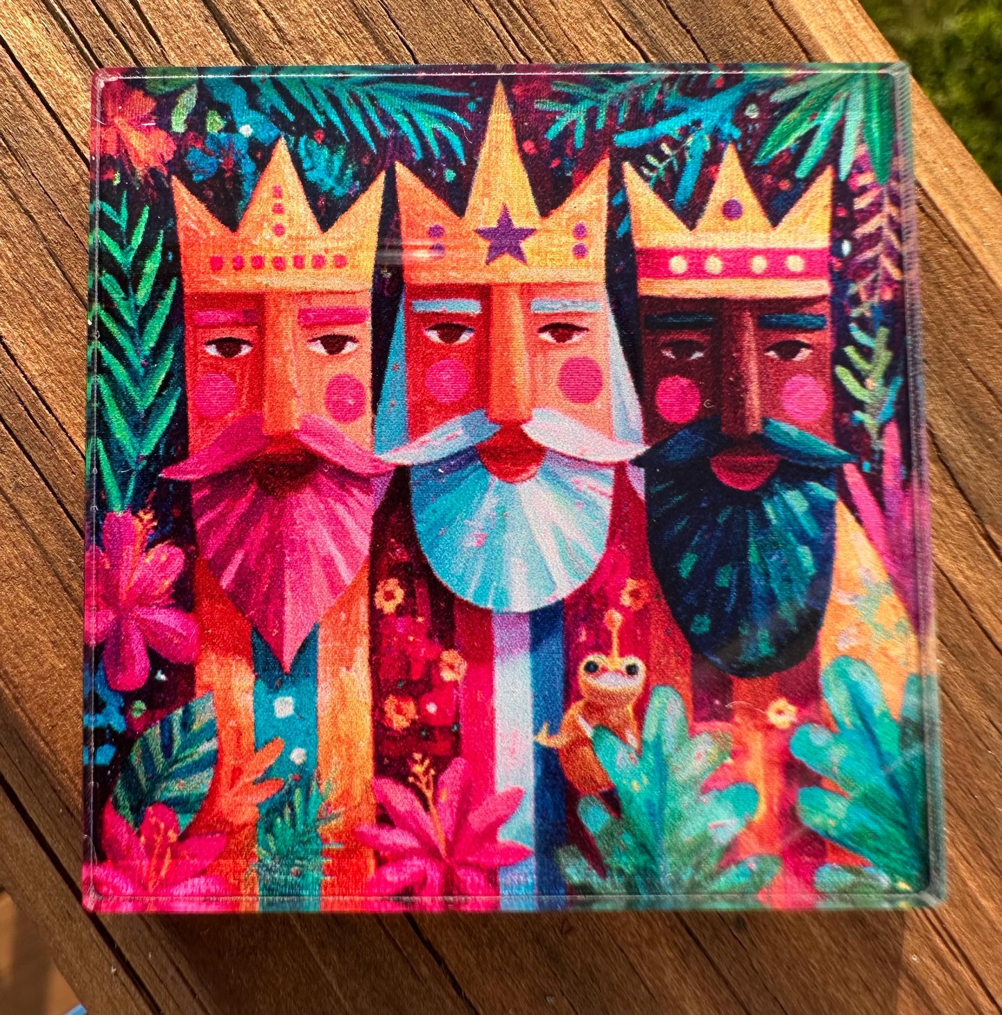 Three Kings Day Magnets: Puerto Rican Flag Coqui & Amapola Art