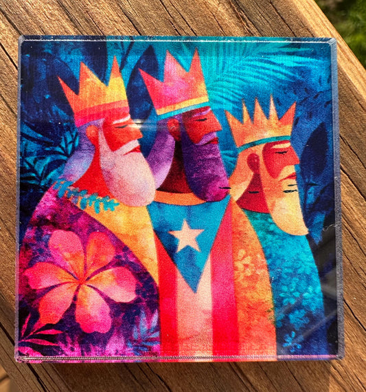 Three Kings Day Magnets: Puerto Rican Flag Coqui & Amapola Art