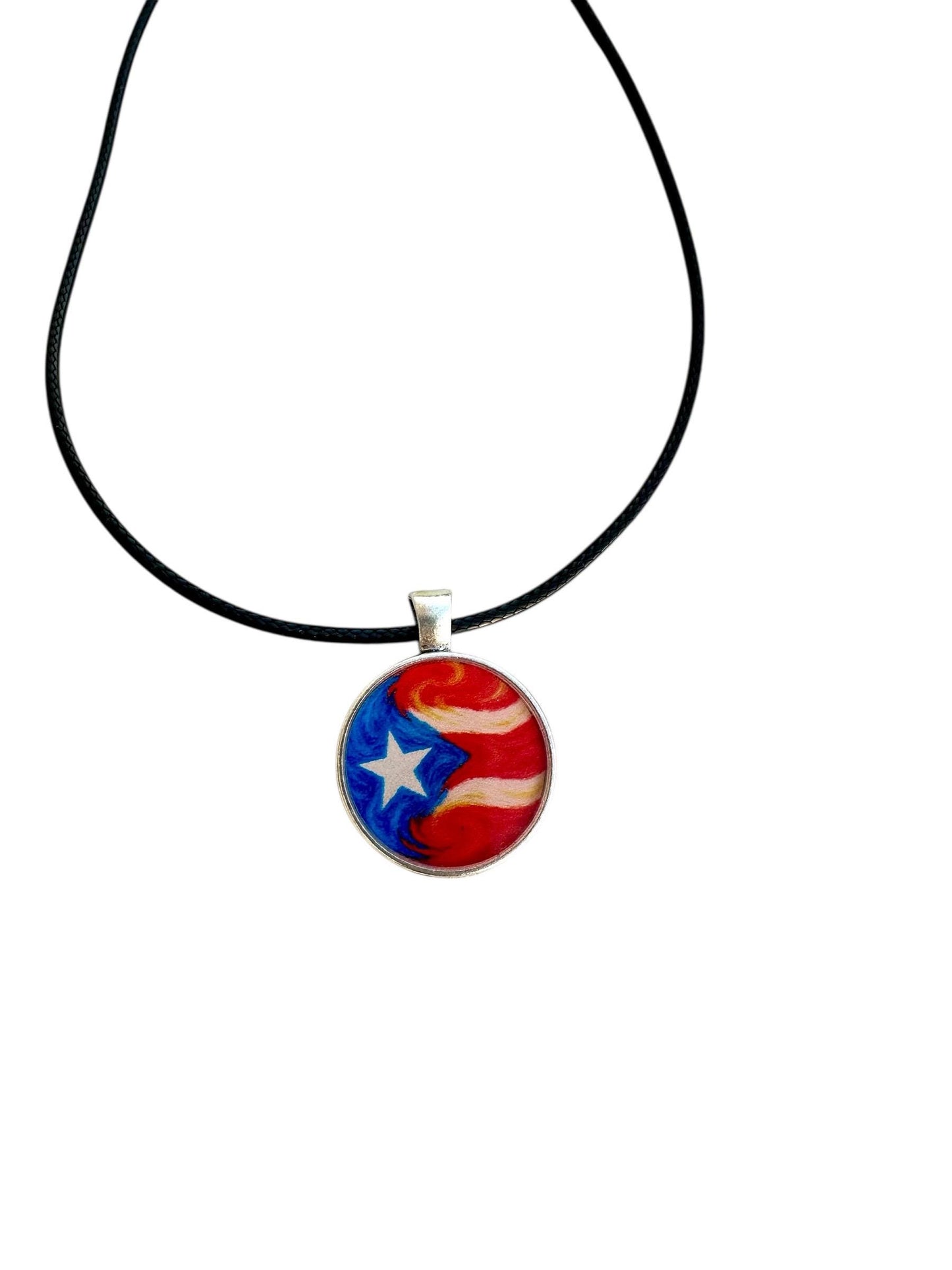 Puerto Rican Flag Acrylic Pendant Necklace: Boricua Pride Jewelry